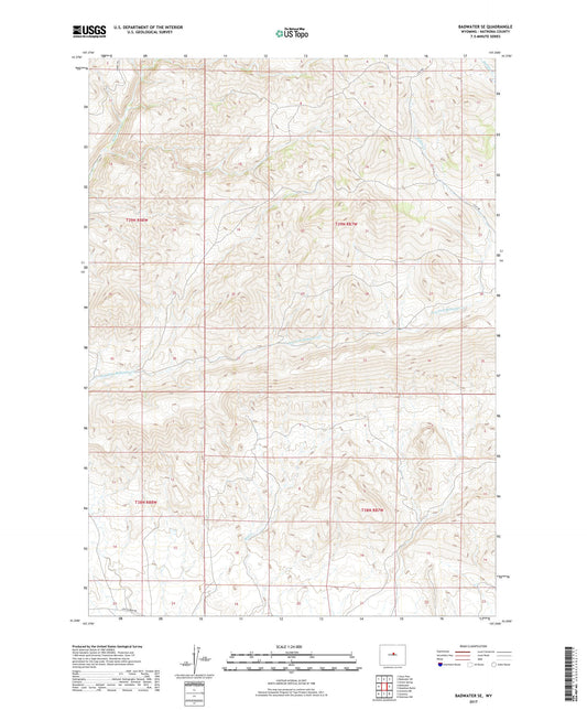Badwater SE Wyoming US Topo Map Image