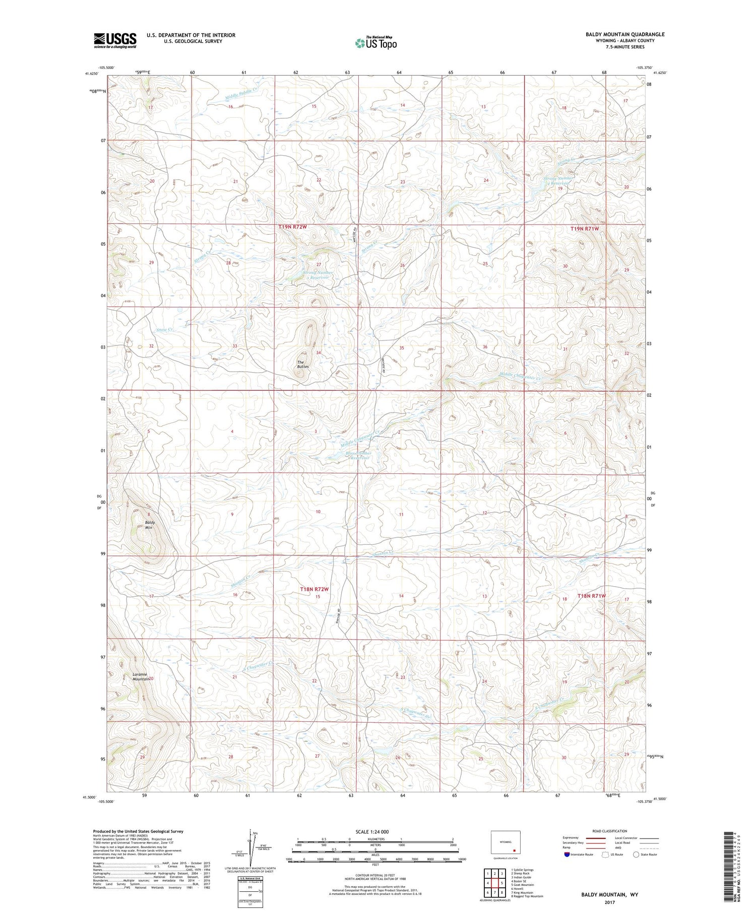 Baldy Mountain Wyoming US Topo Map Image