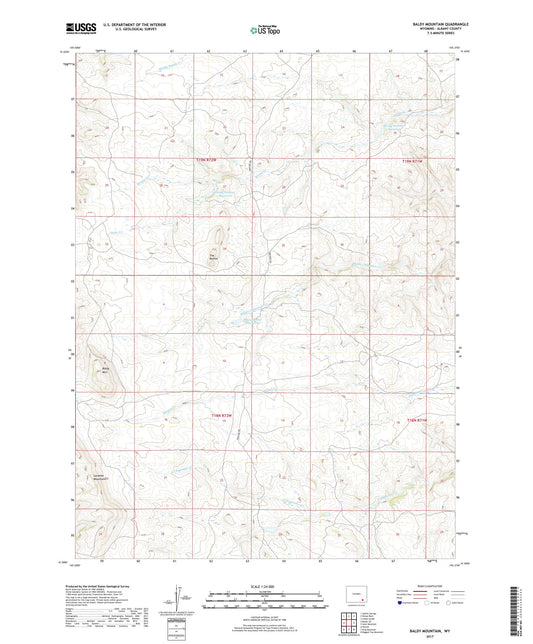 Baldy Mountain Wyoming US Topo Map Image