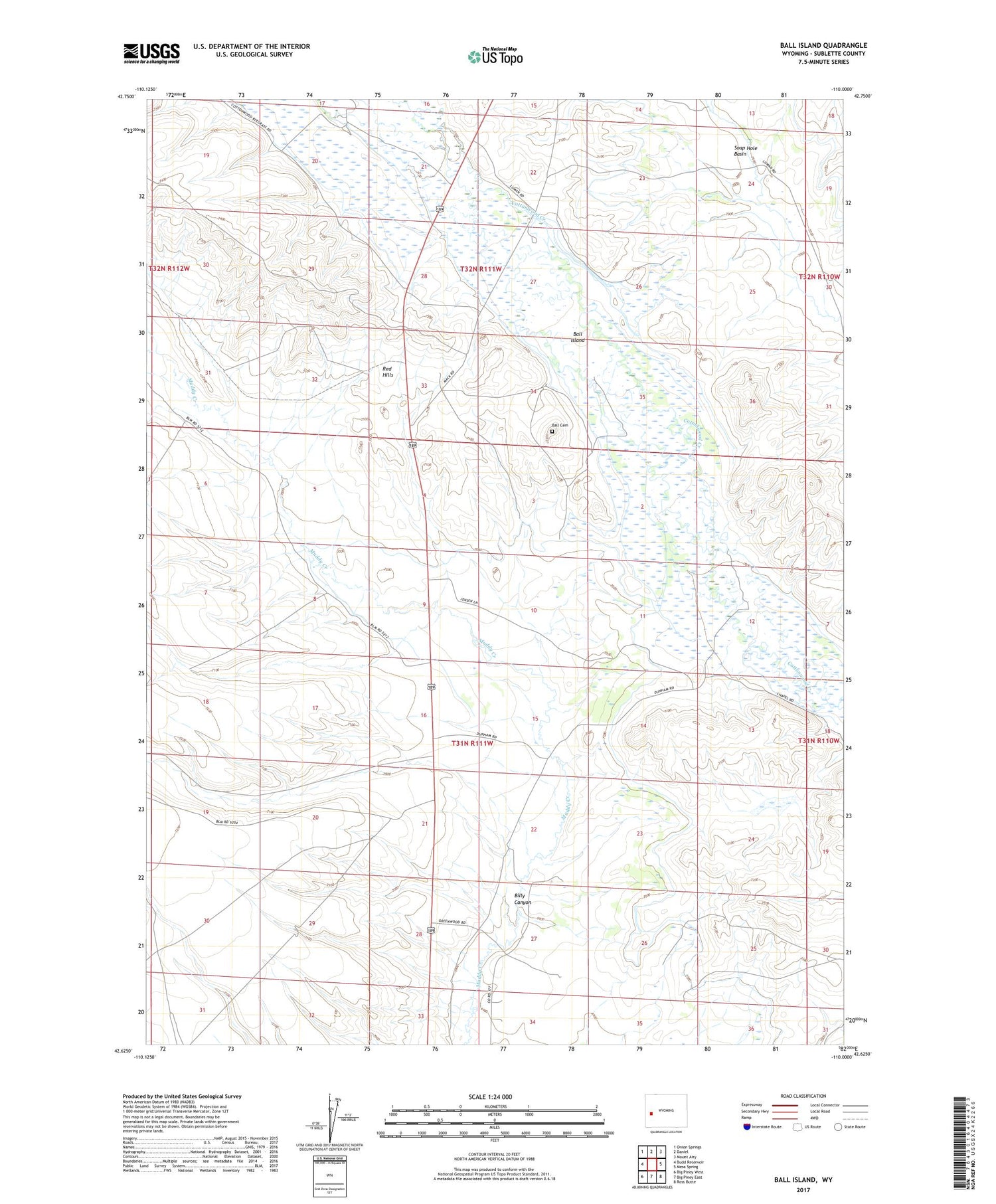 Ball Island Wyoming US Topo Map Image