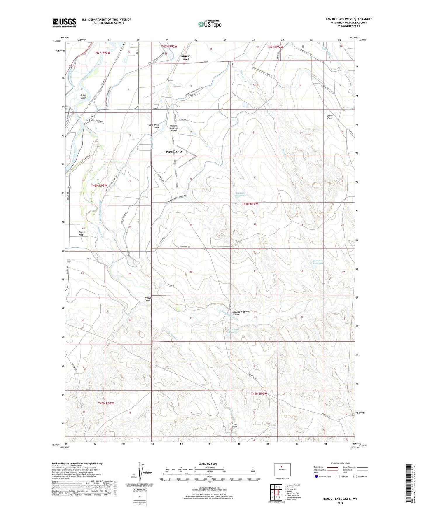 Banjo Flats West Wyoming US Topo Map Image