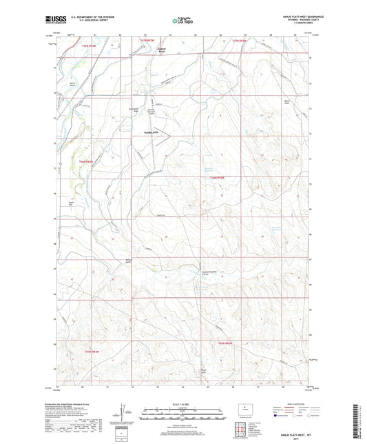 Banjo Flats West Wyoming US Topo Map Image