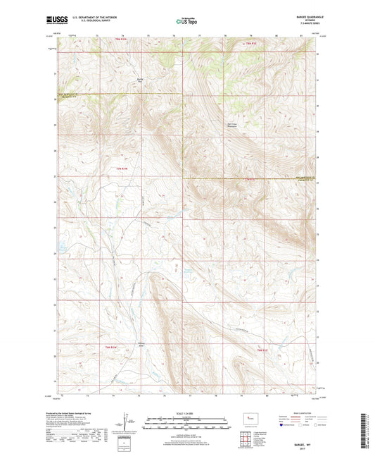 Bargee Wyoming US Topo Map Image