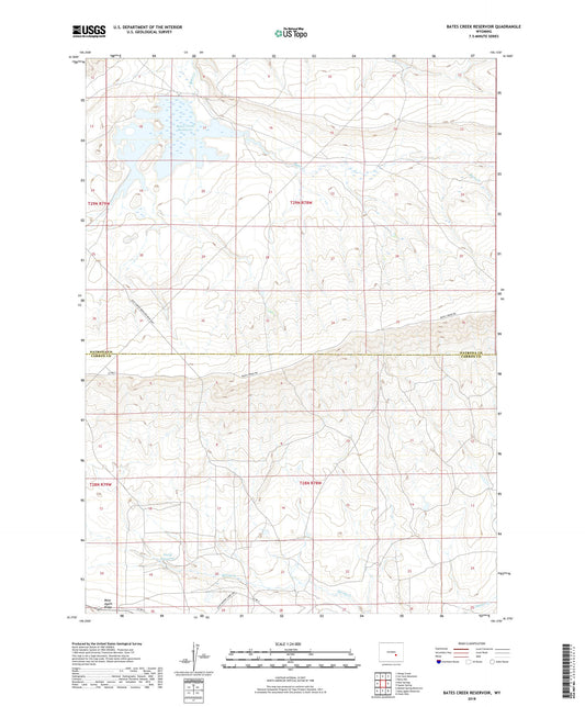 Bates Creek Reservoir Wyoming US Topo Map Image