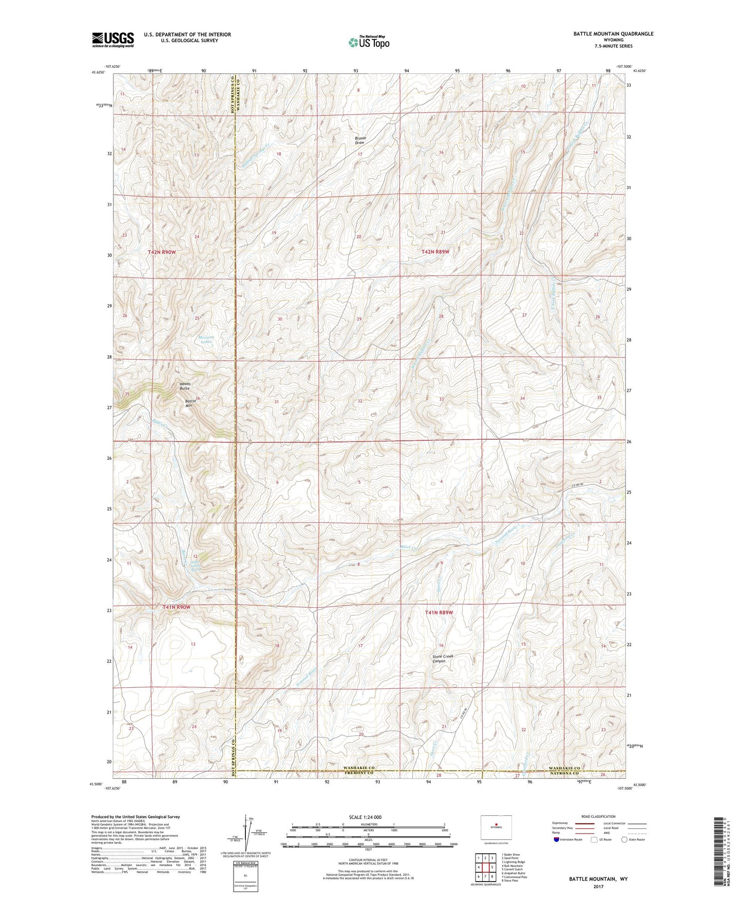 Battle Mountain Wyoming US Topo Map Image