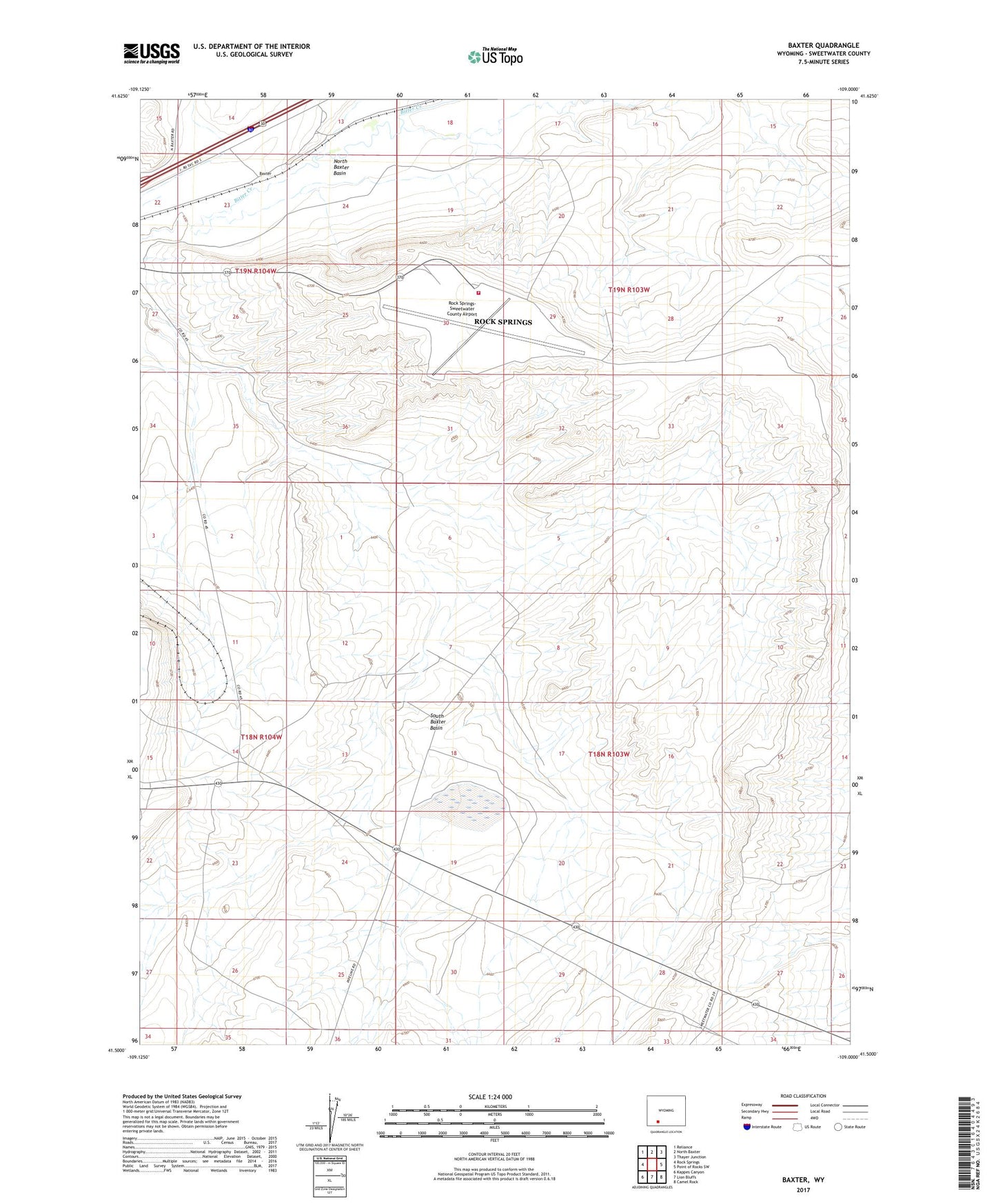 Baxter Wyoming US Topo Map Image