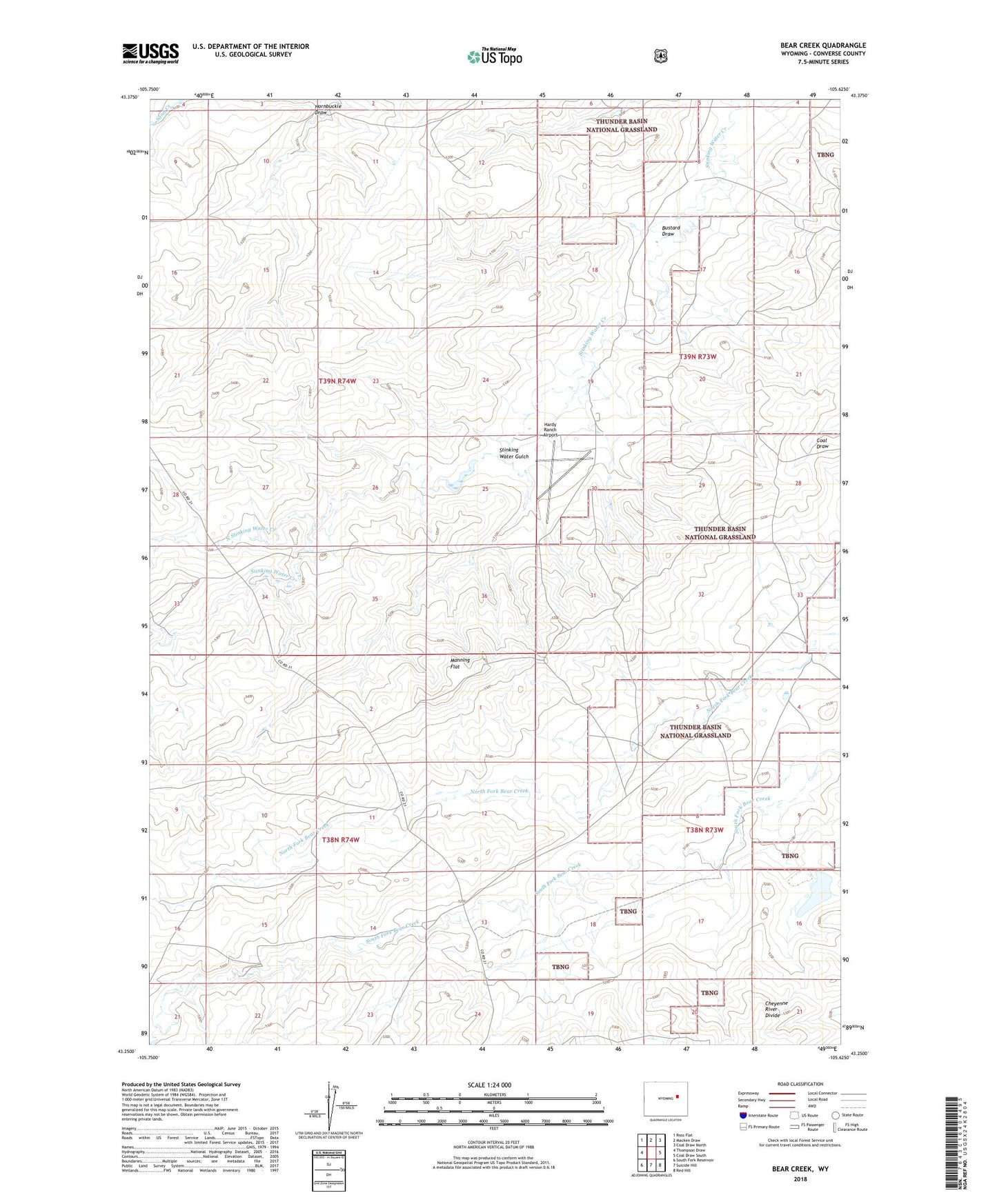 Bear Creek Wyoming US Topo Map Image