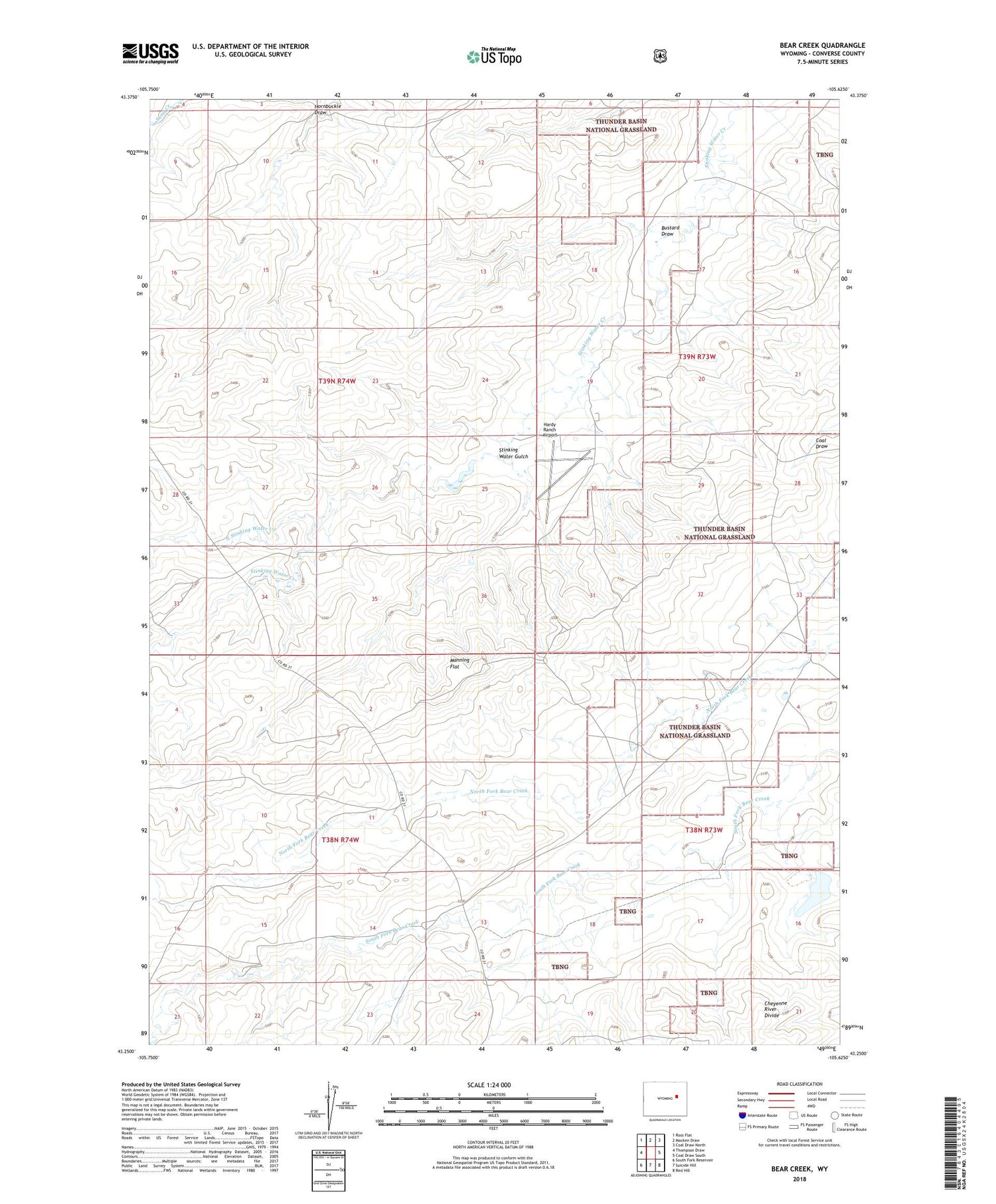 Bear Creek Wyoming US Topo Map Image