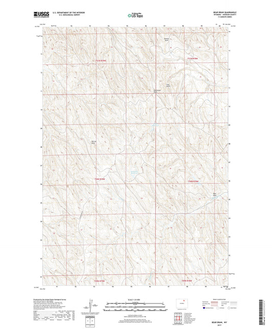 Bear Draw Wyoming US Topo Map Image