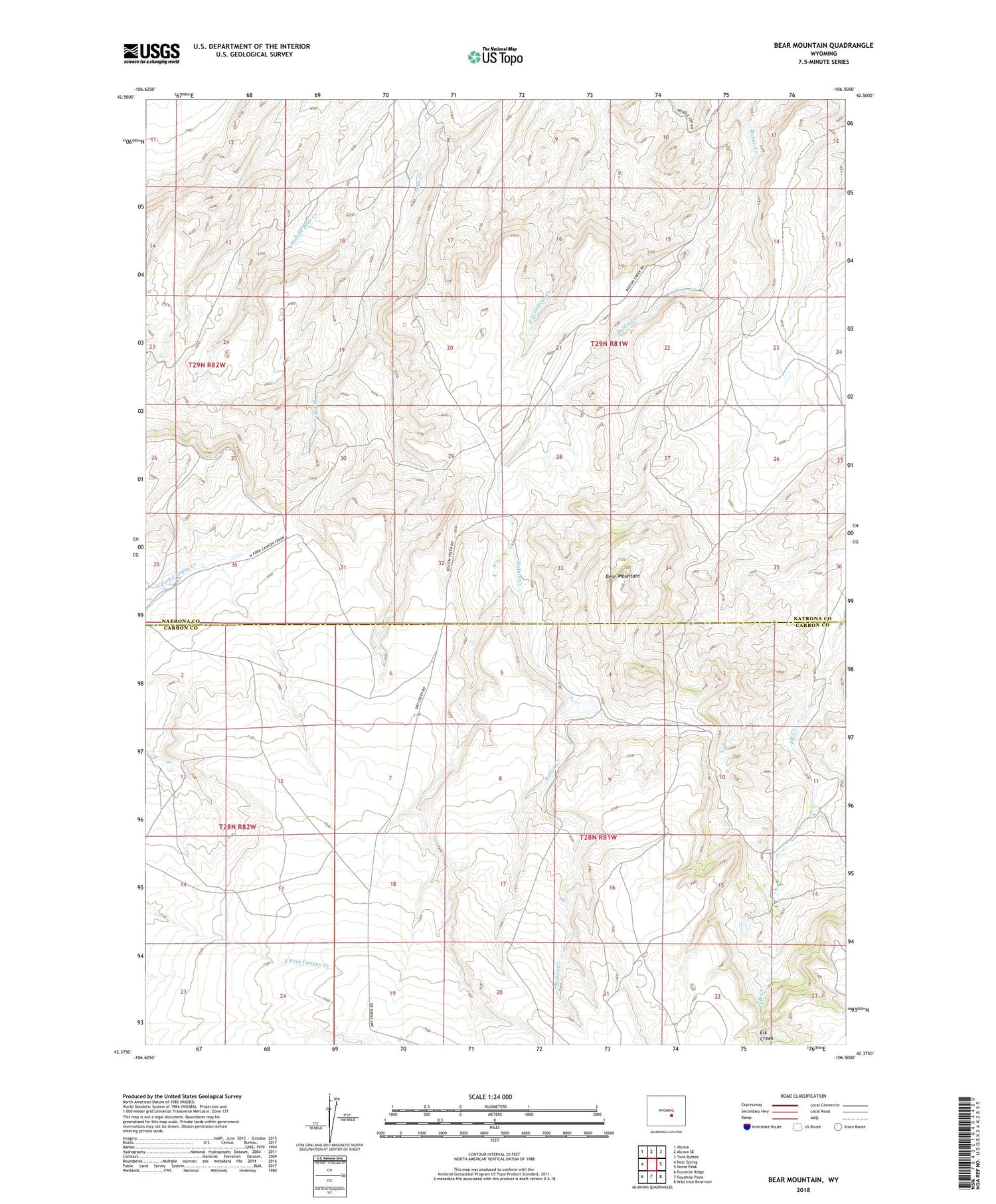 Bear Mountain Wyoming US Topo Map Image