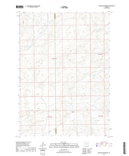 Beauchamp Reservoir Wyoming US Topo Map Image