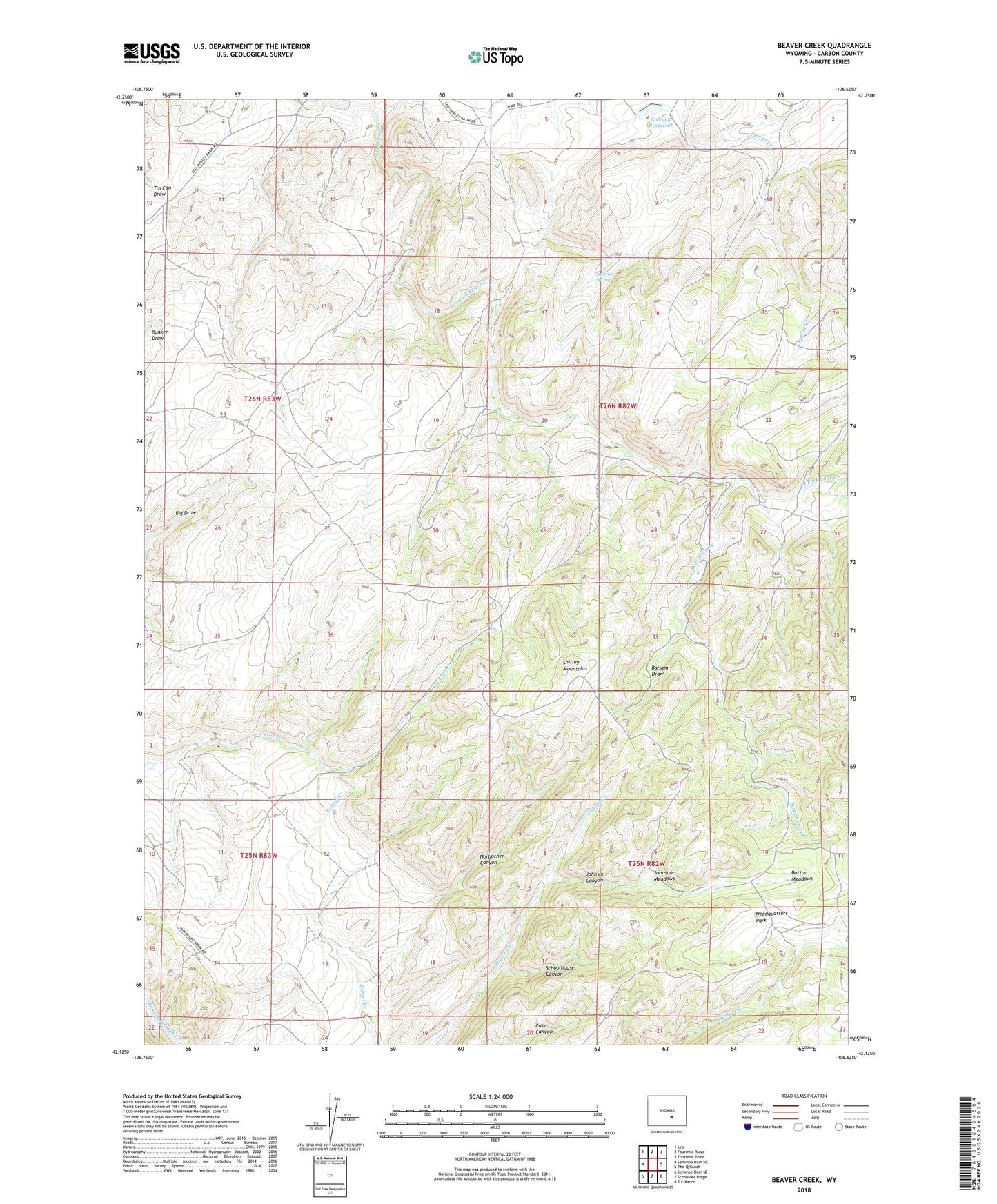 Beaver Creek Wyoming US Topo Map Image