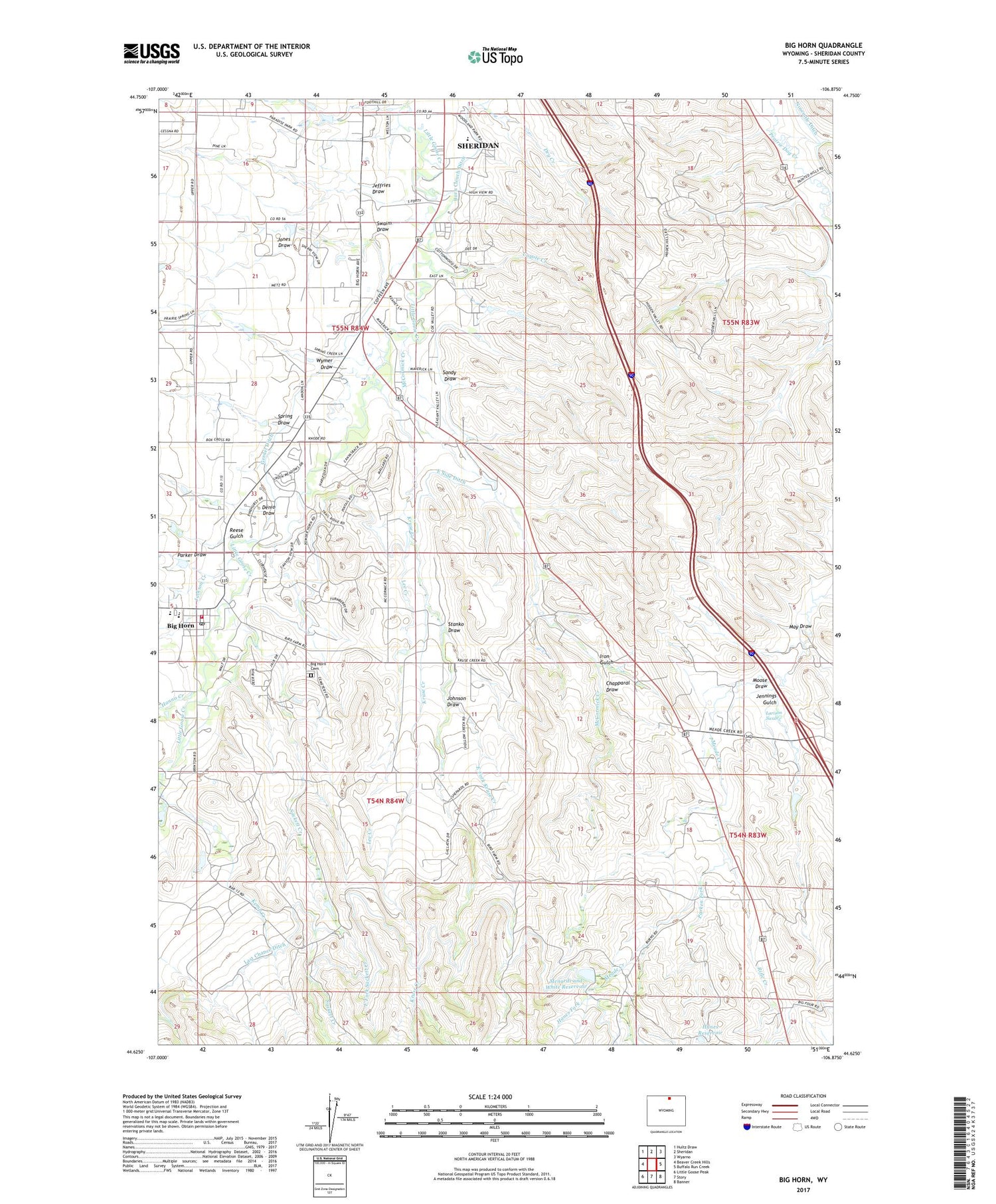 Big Horn Wyoming US Topo Map Image