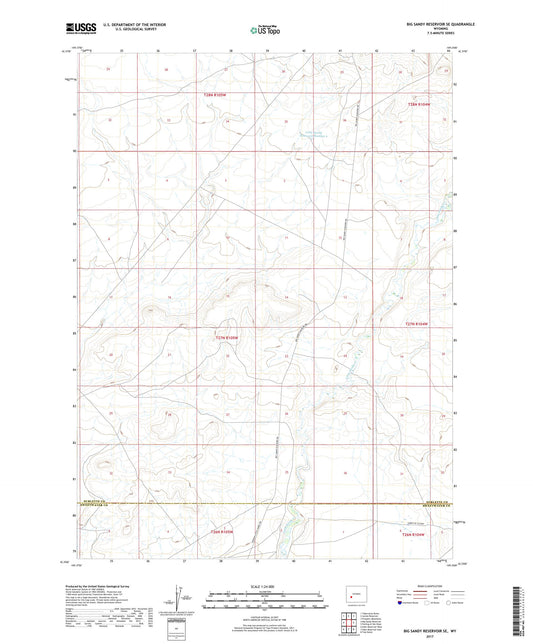 Big Sandy Reservoir SE Wyoming US Topo Map Image