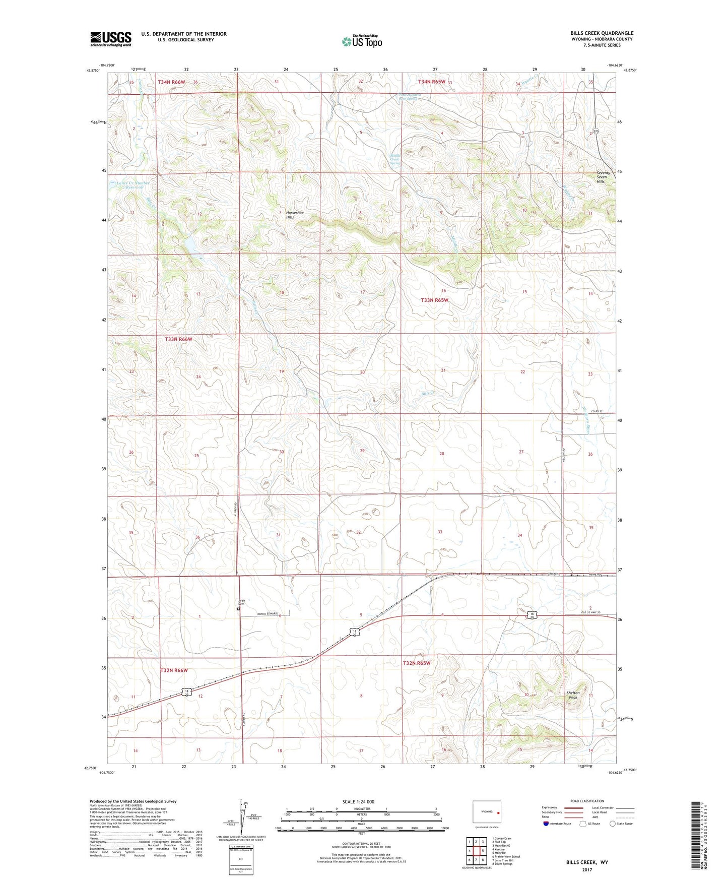 Bills Creek Wyoming US Topo Map Image