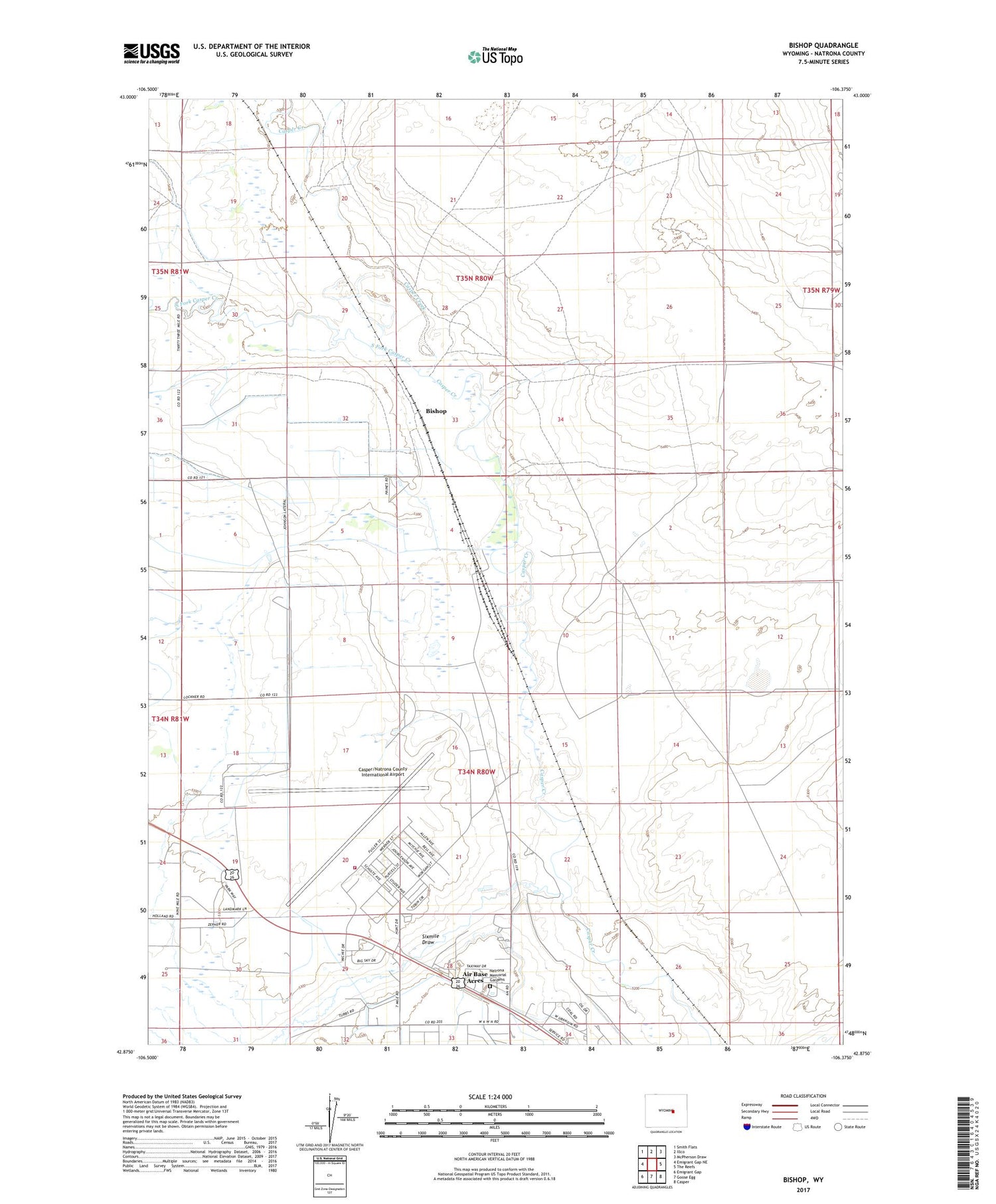 Bishop Wyoming US Topo Map Image