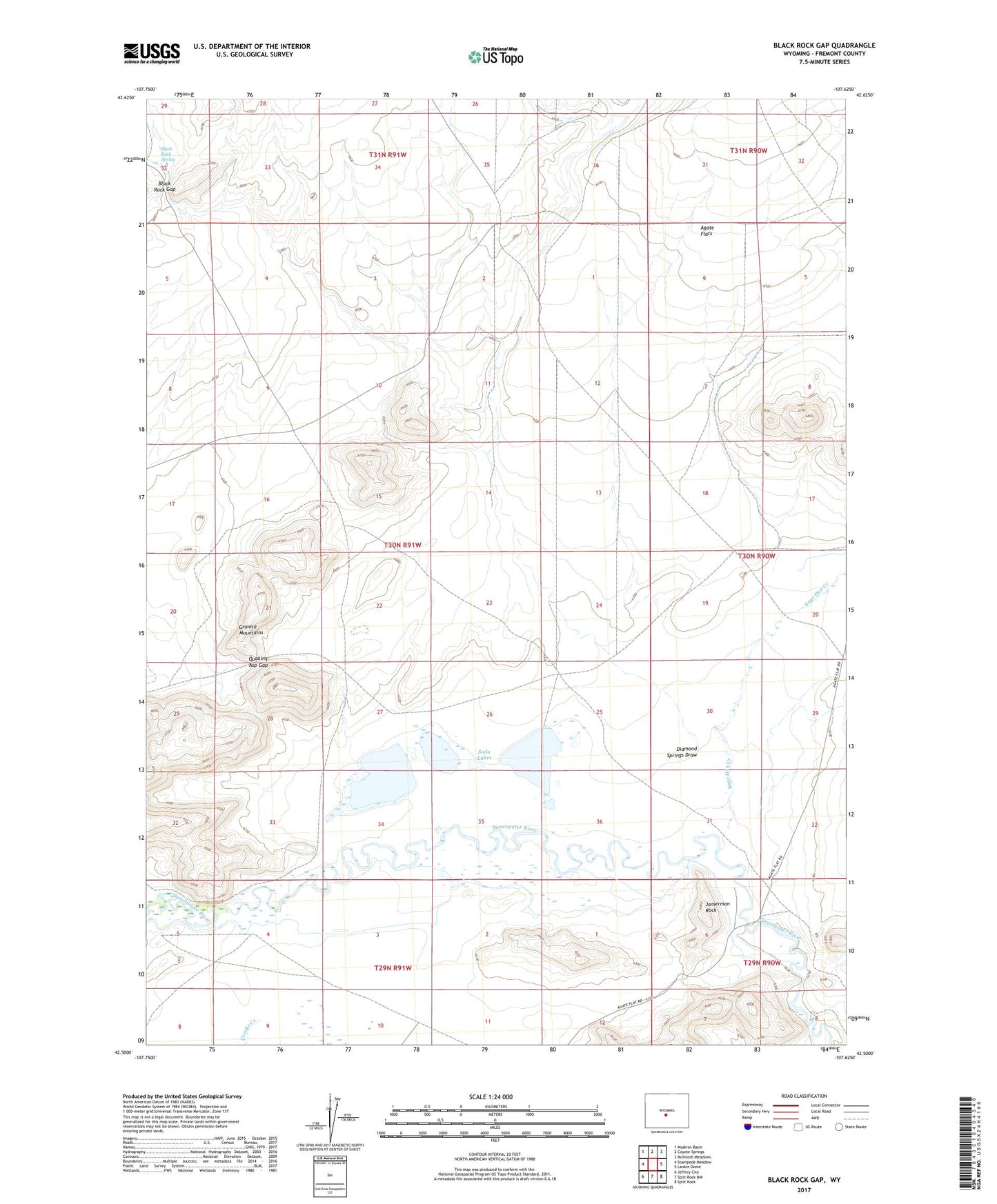 Black Rock Gap Wyoming US Topo Map Image