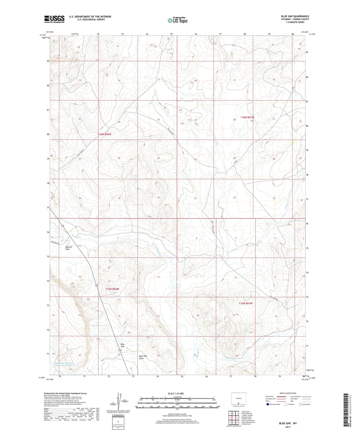 Blue Gap Wyoming US Topo Map Image