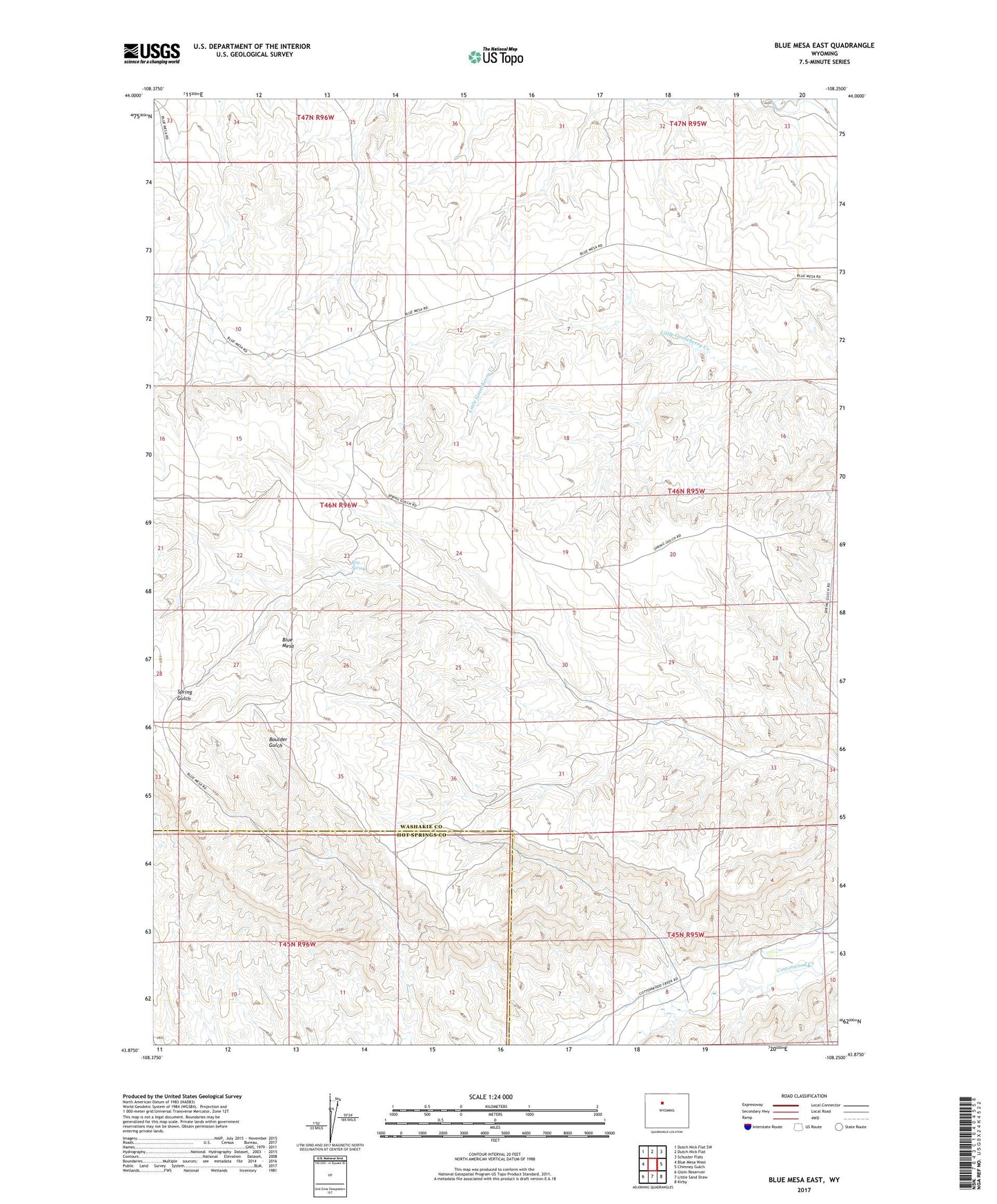 Blue Mesa East Wyoming US Topo Map Image