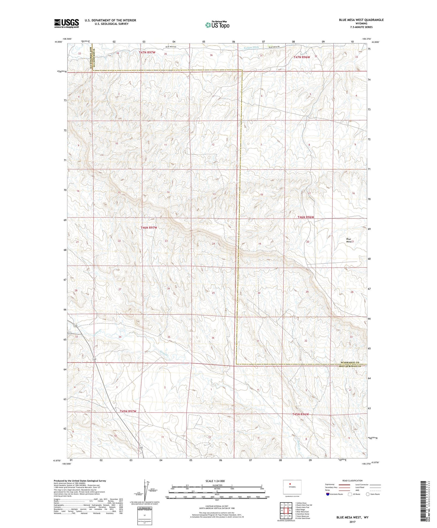 Blue Mesa West Wyoming US Topo Map Image