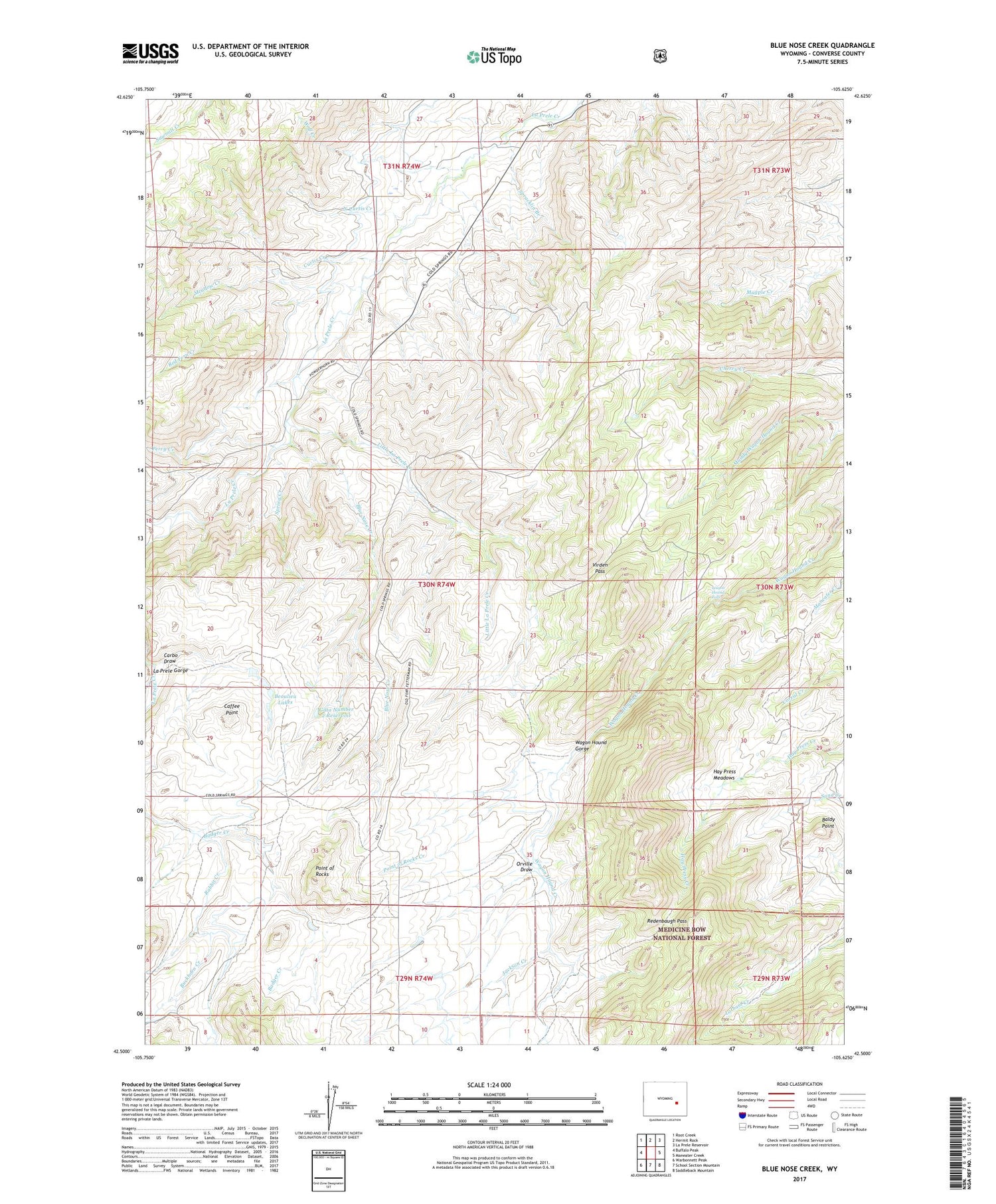 Blue Nose Creek Wyoming US Topo Map Image