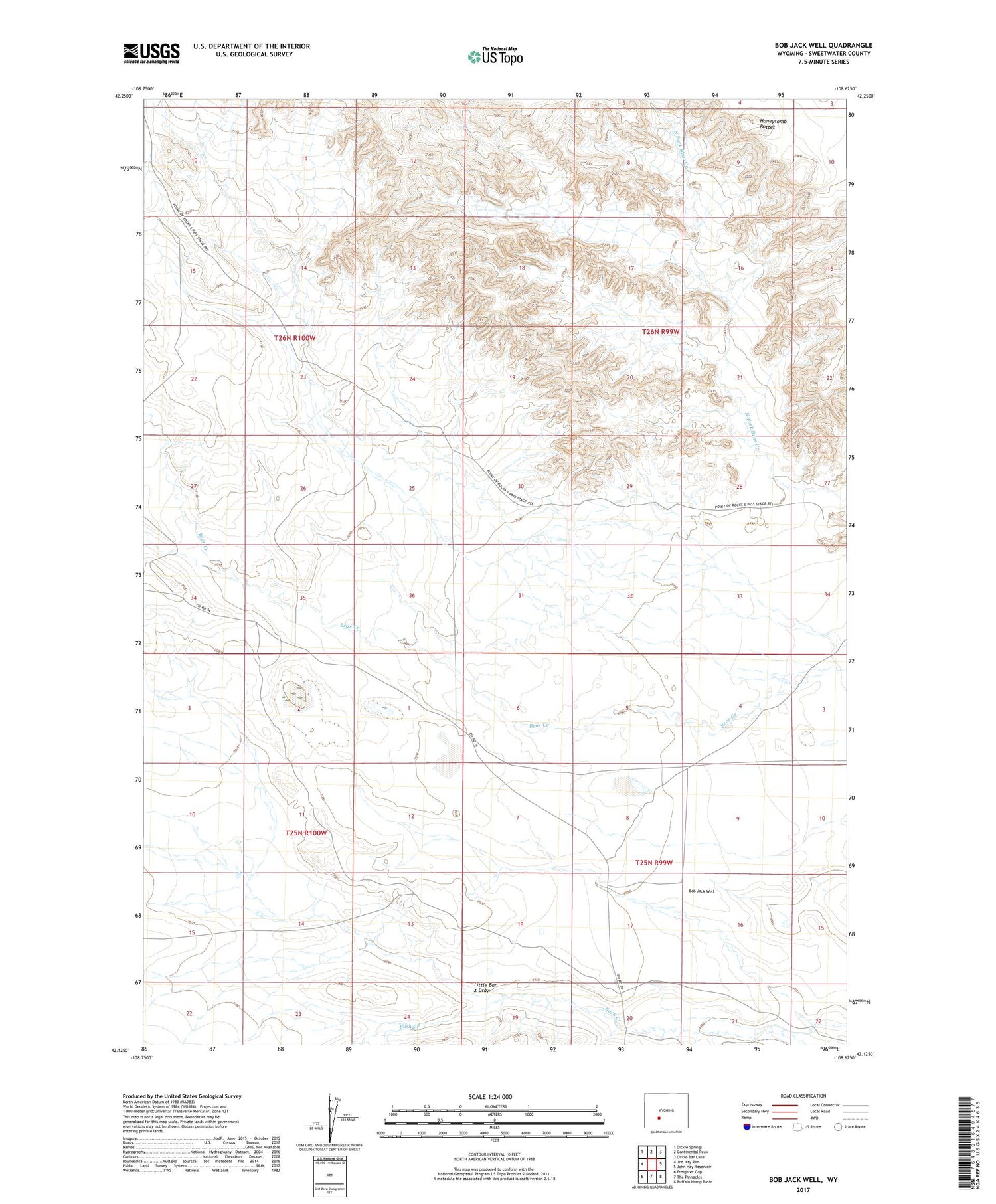 Bob Jack Well Wyoming US Topo Map Image