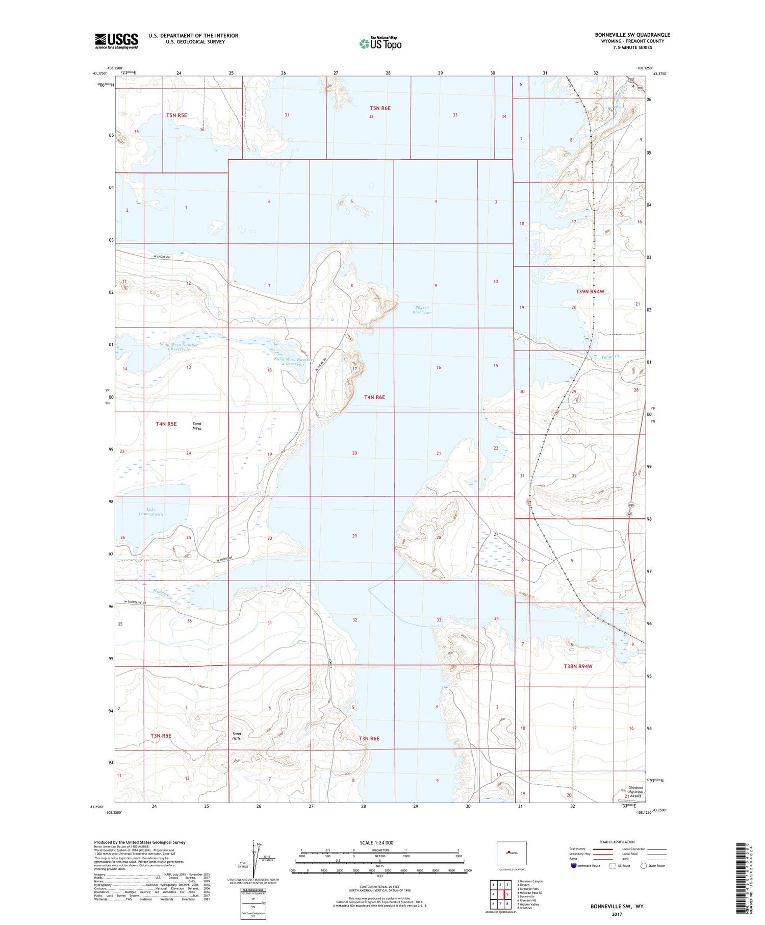 Bonneville SW Wyoming US Topo Map Image