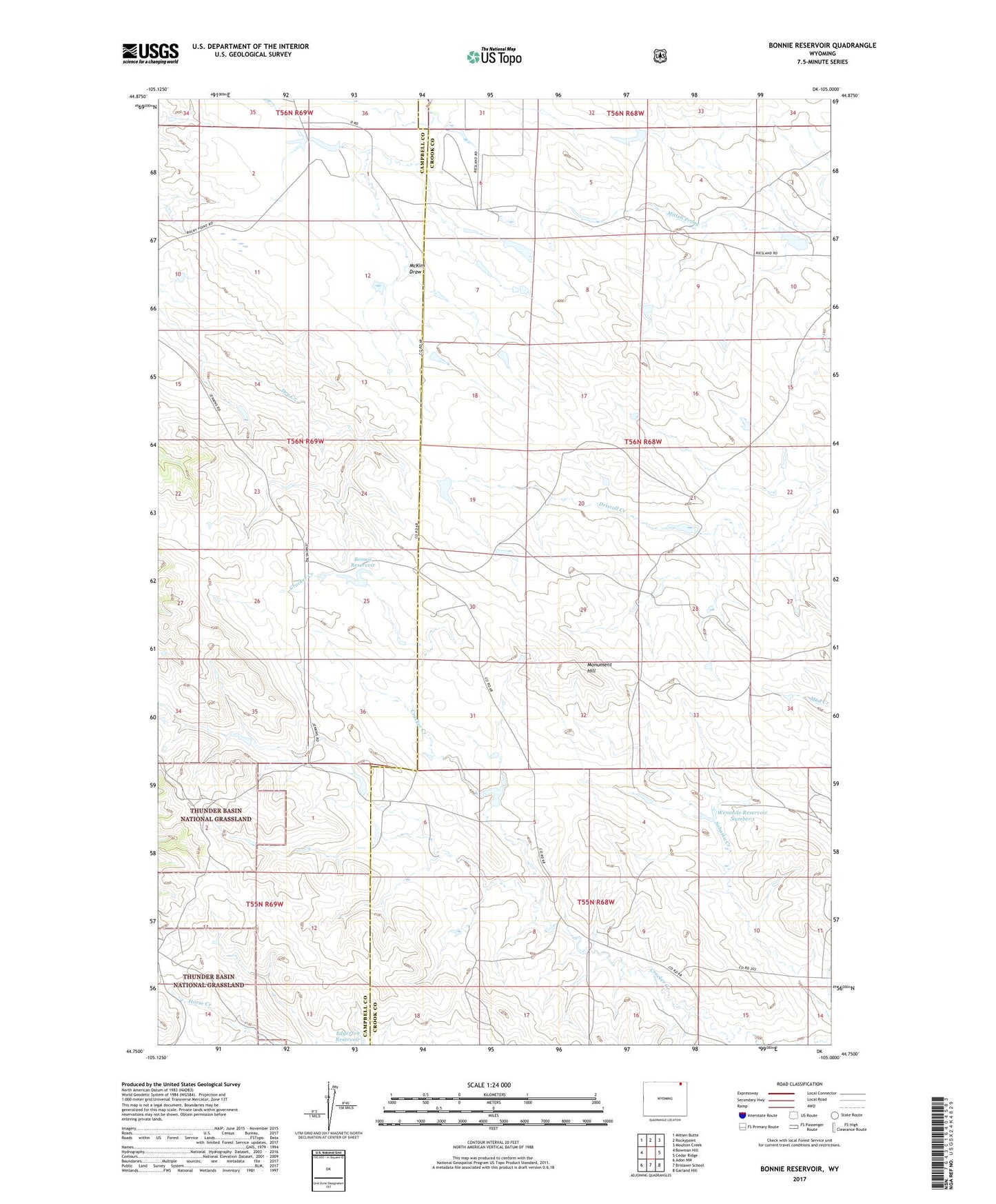 Bonnie Reservoir Wyoming US Topo Map Image