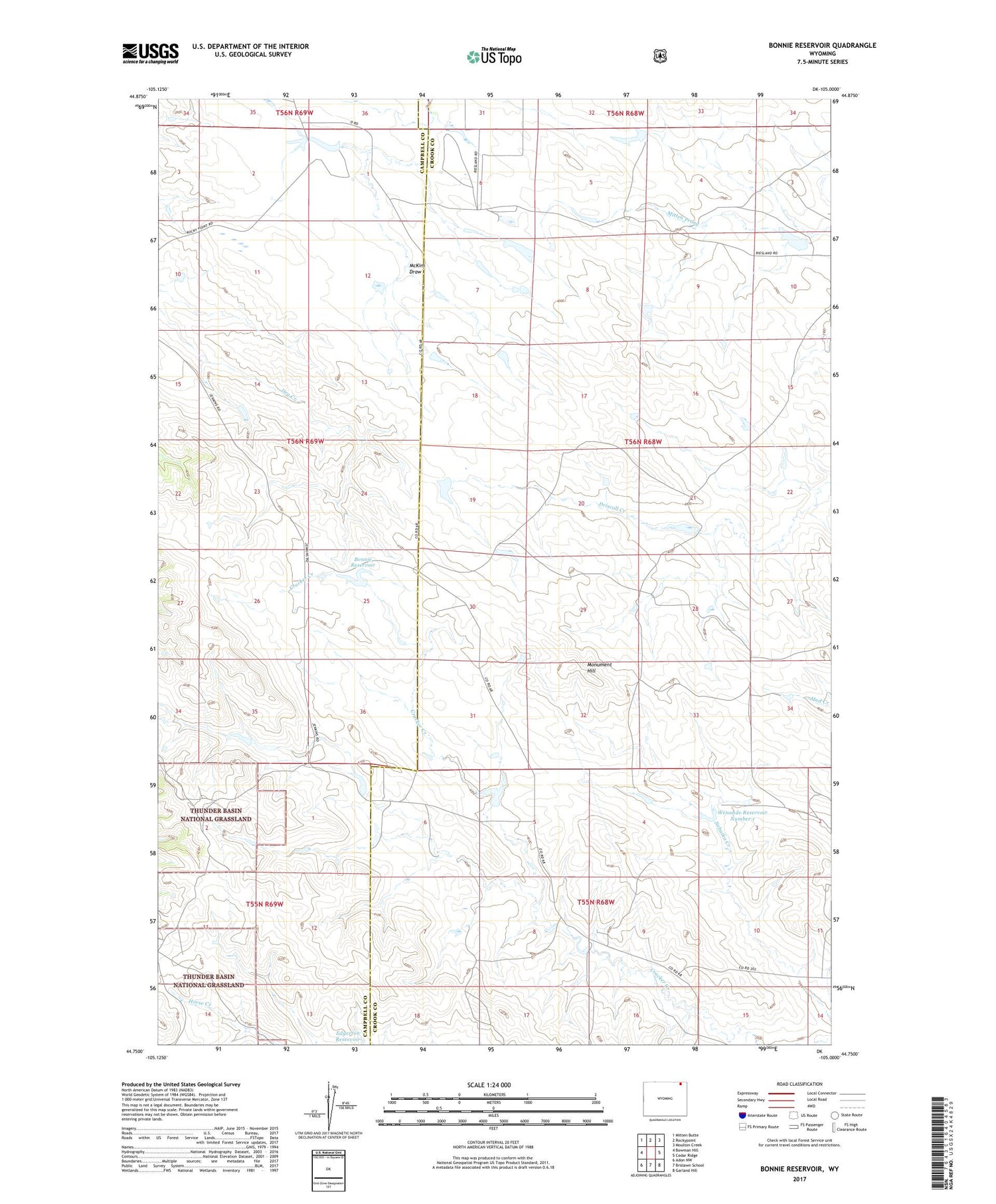 Bonnie Reservoir Wyoming US Topo Map Image