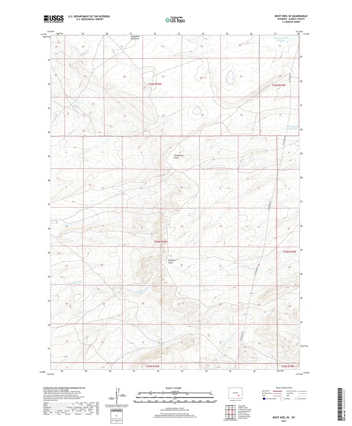 Boot Heel SE Wyoming US Topo Map Image