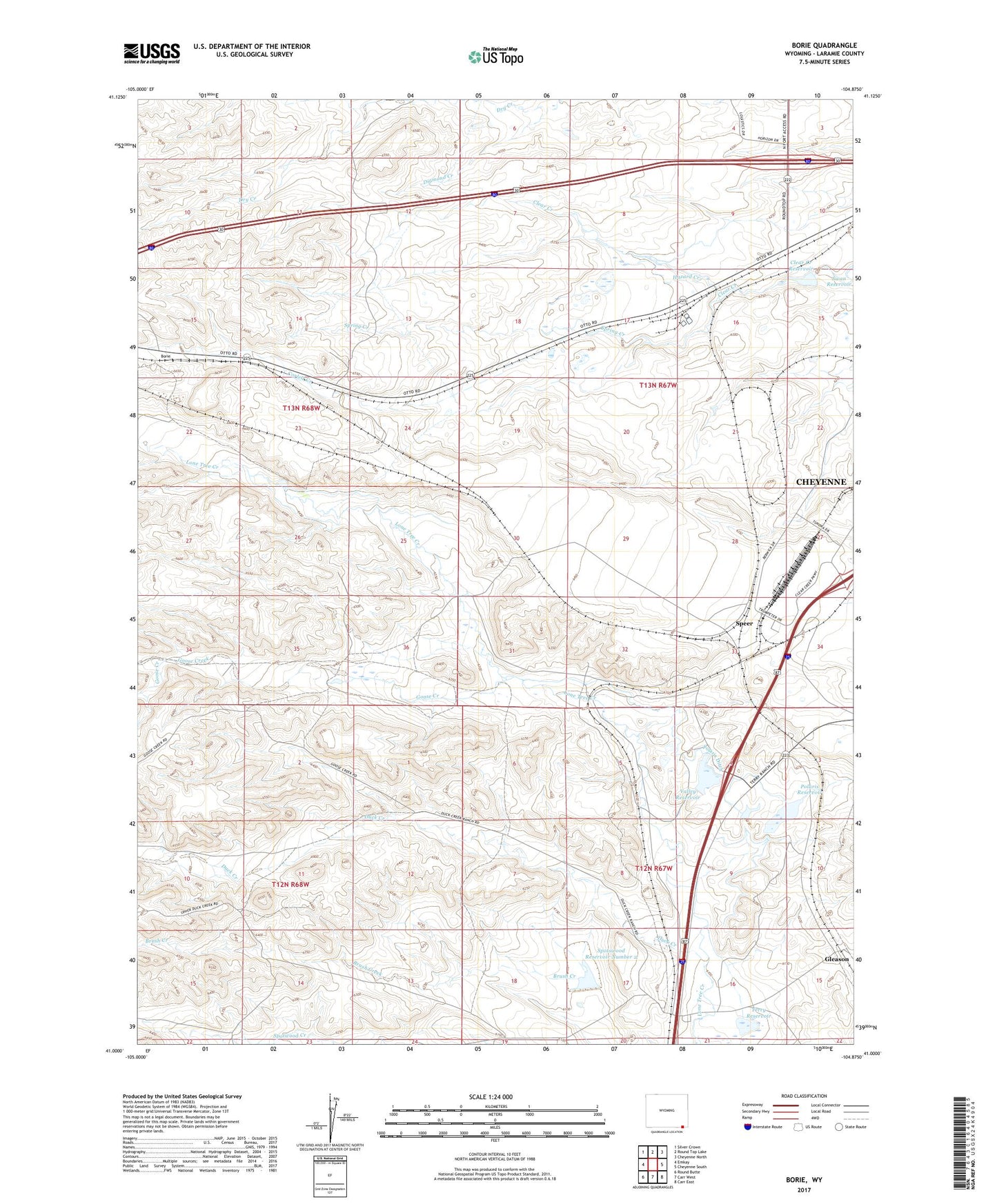 Borie Wyoming US Topo Map Image