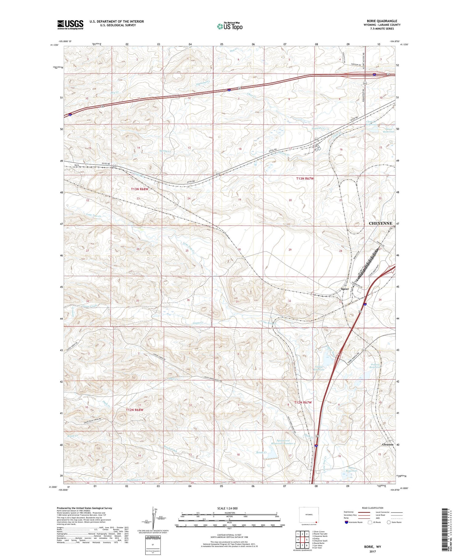 Borie Wyoming US Topo Map Image