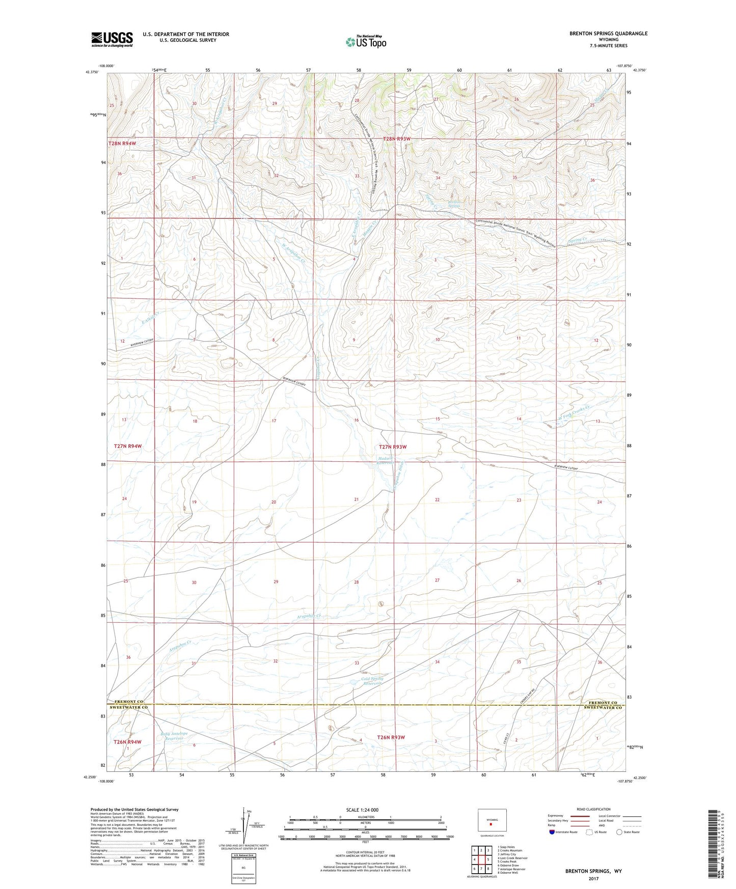 Brenton Springs Wyoming US Topo Map Image