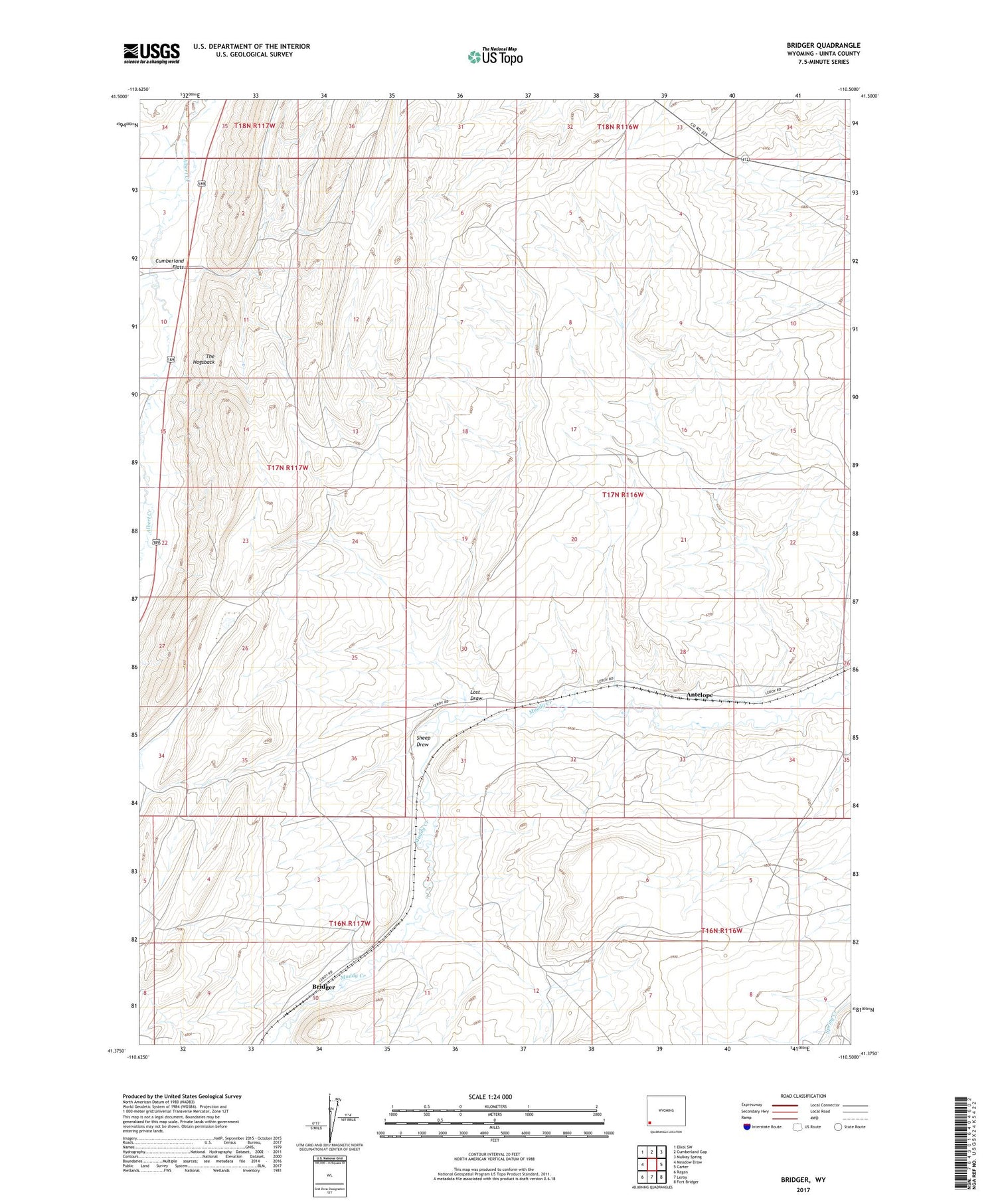 Bridger Wyoming US Topo Map Image