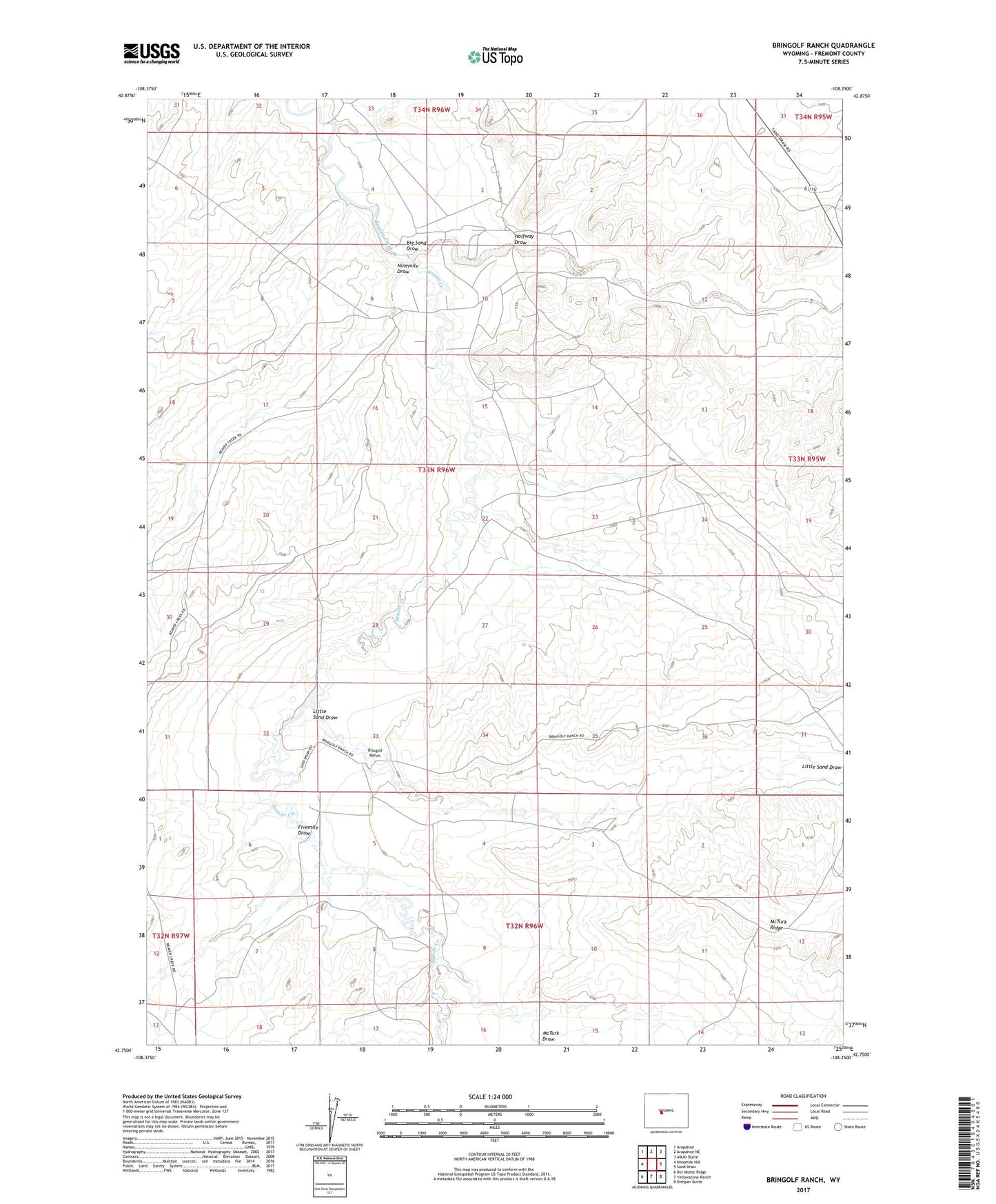 Bringolf Ranch Wyoming US Topo Map Image