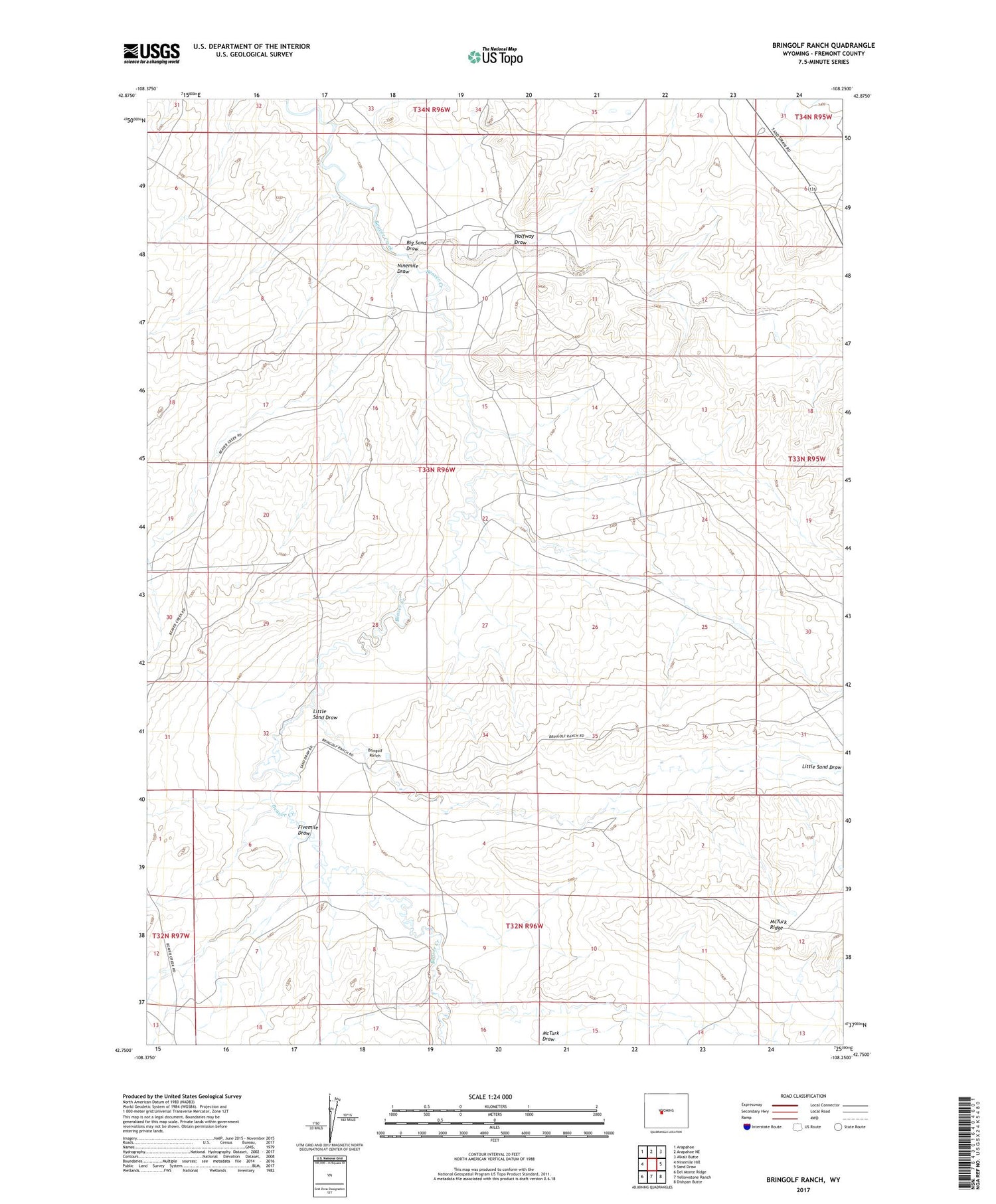 Bringolf Ranch Wyoming US Topo Map Image