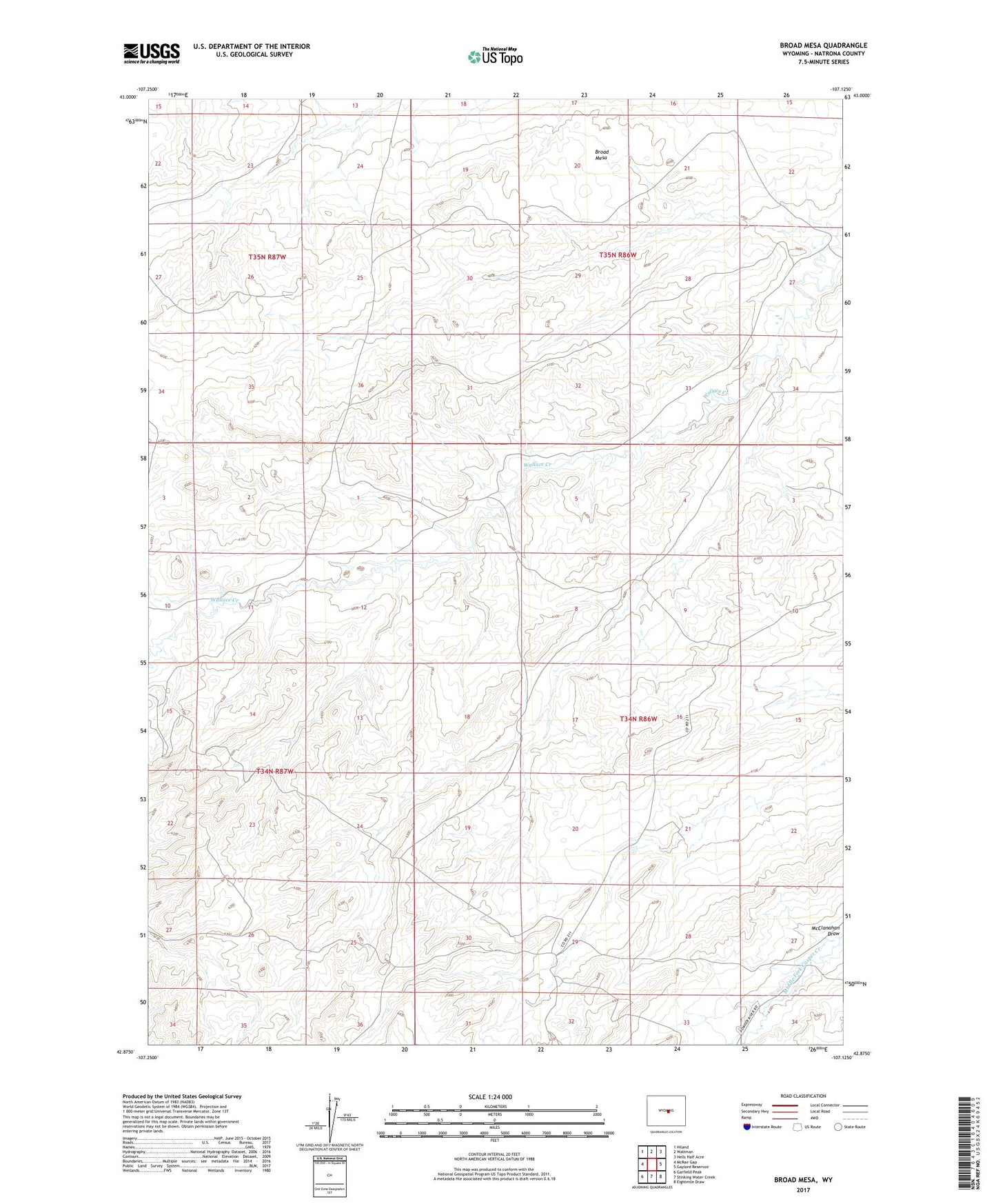 Broad Mesa Wyoming US Topo Map Image