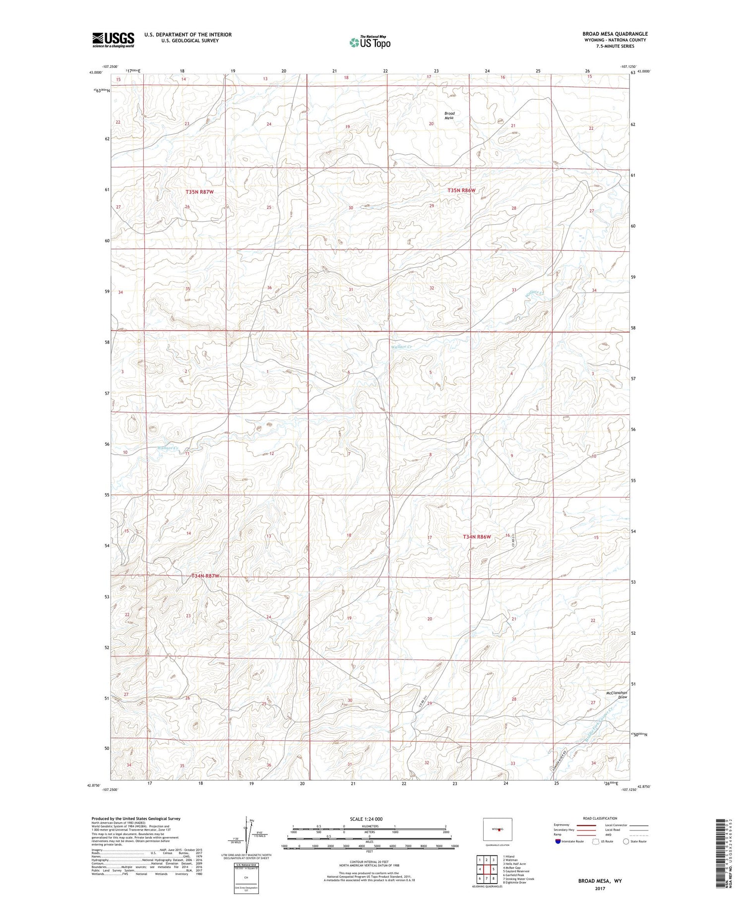 Broad Mesa Wyoming US Topo Map Image