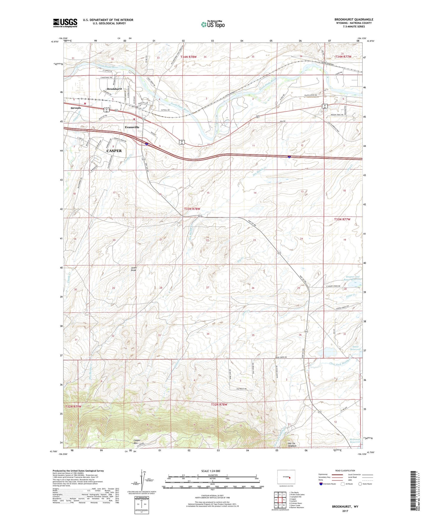 Brookhurst Wyoming US Topo Map Image