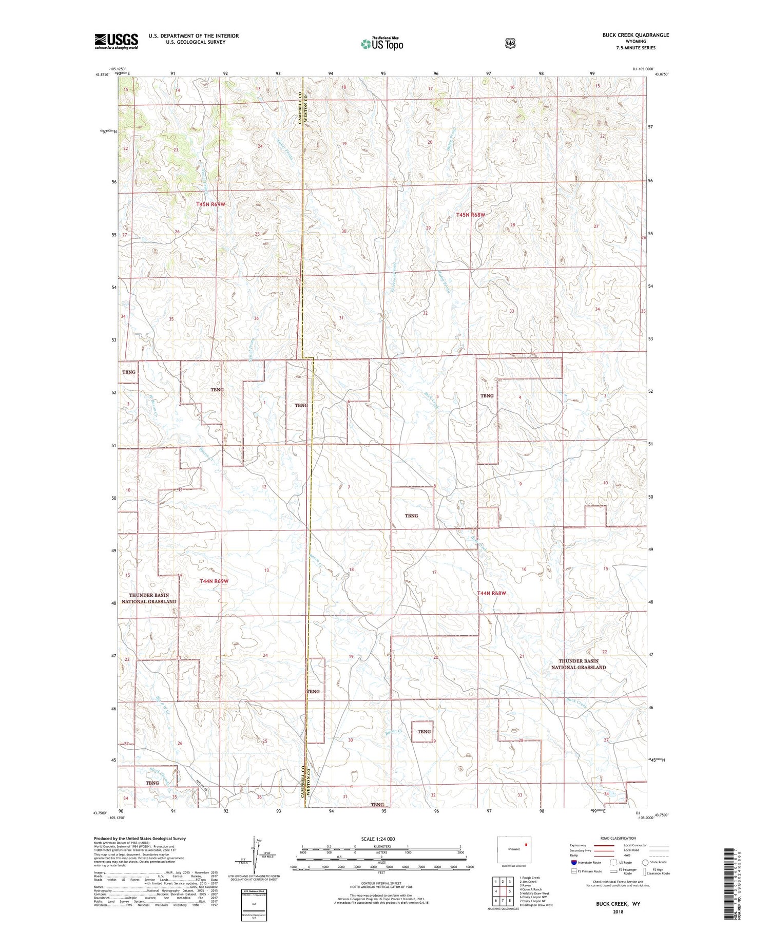 Buck Creek Wyoming US Topo Map Image