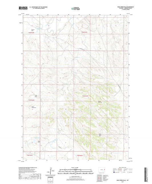 Buck Creek Hills Wyoming US Topo Map Image