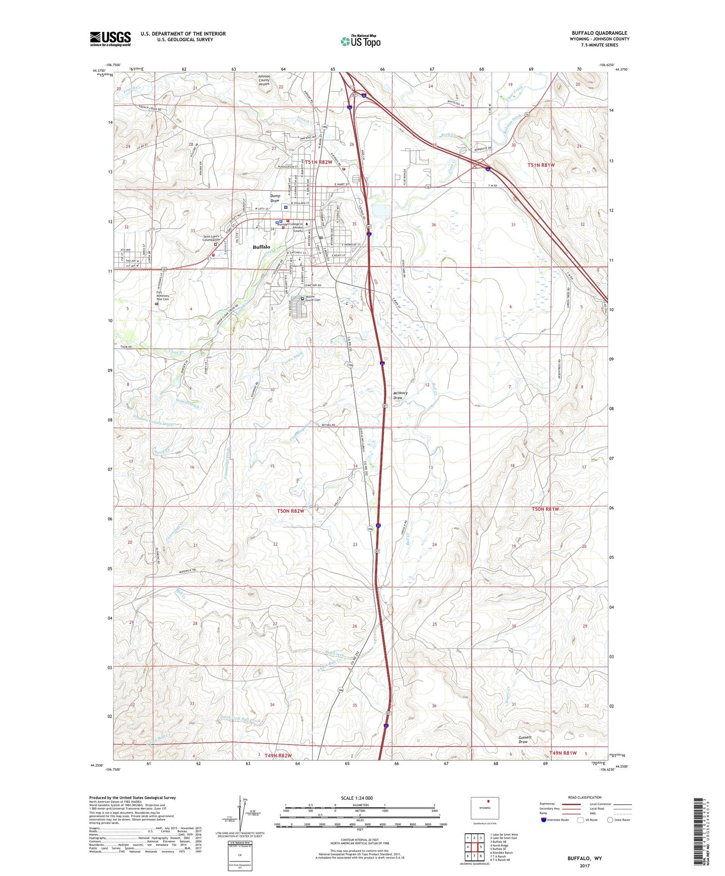 Buffalo Wyoming US Topo Map Image