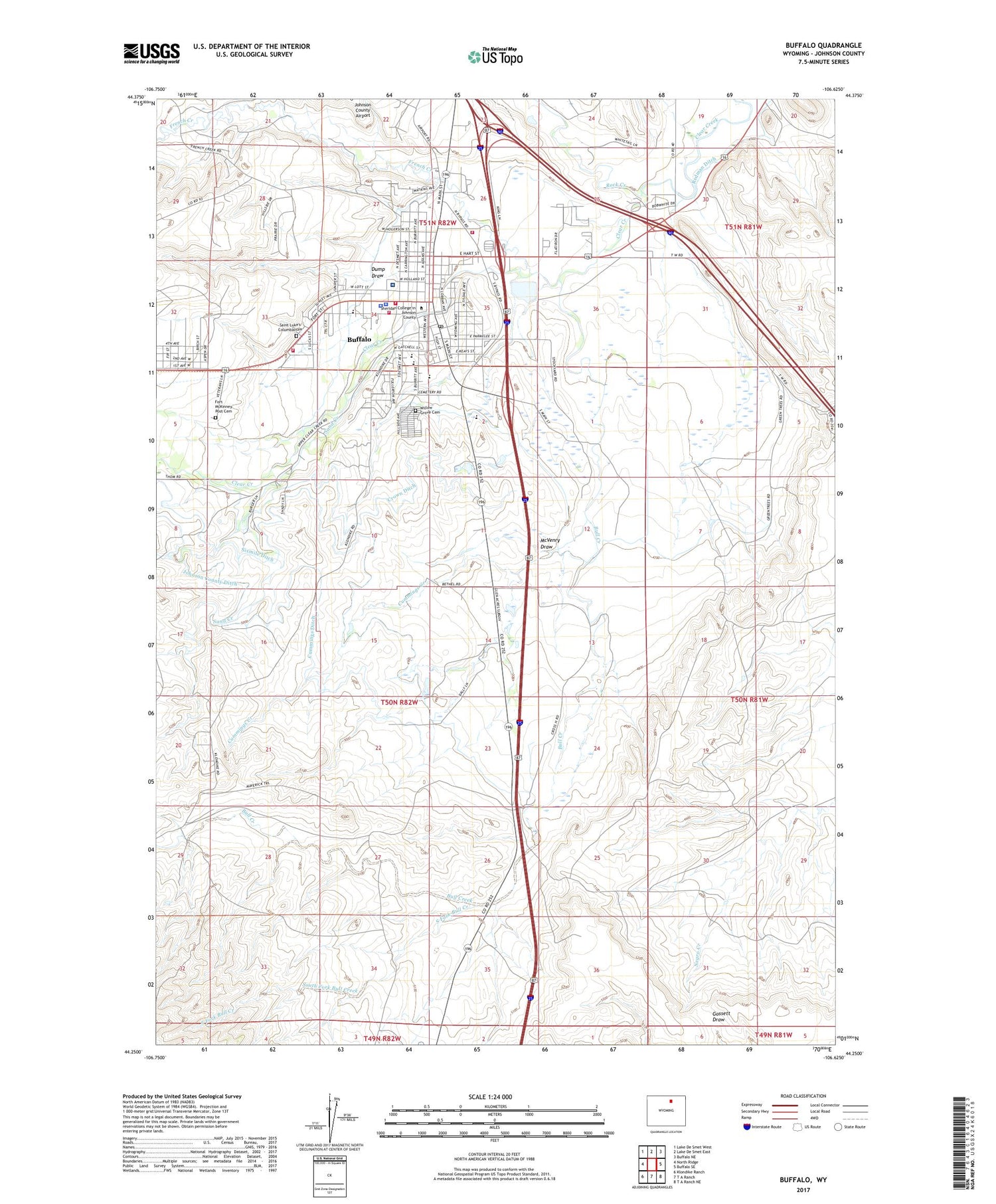 Buffalo Wyoming US Topo Map Image