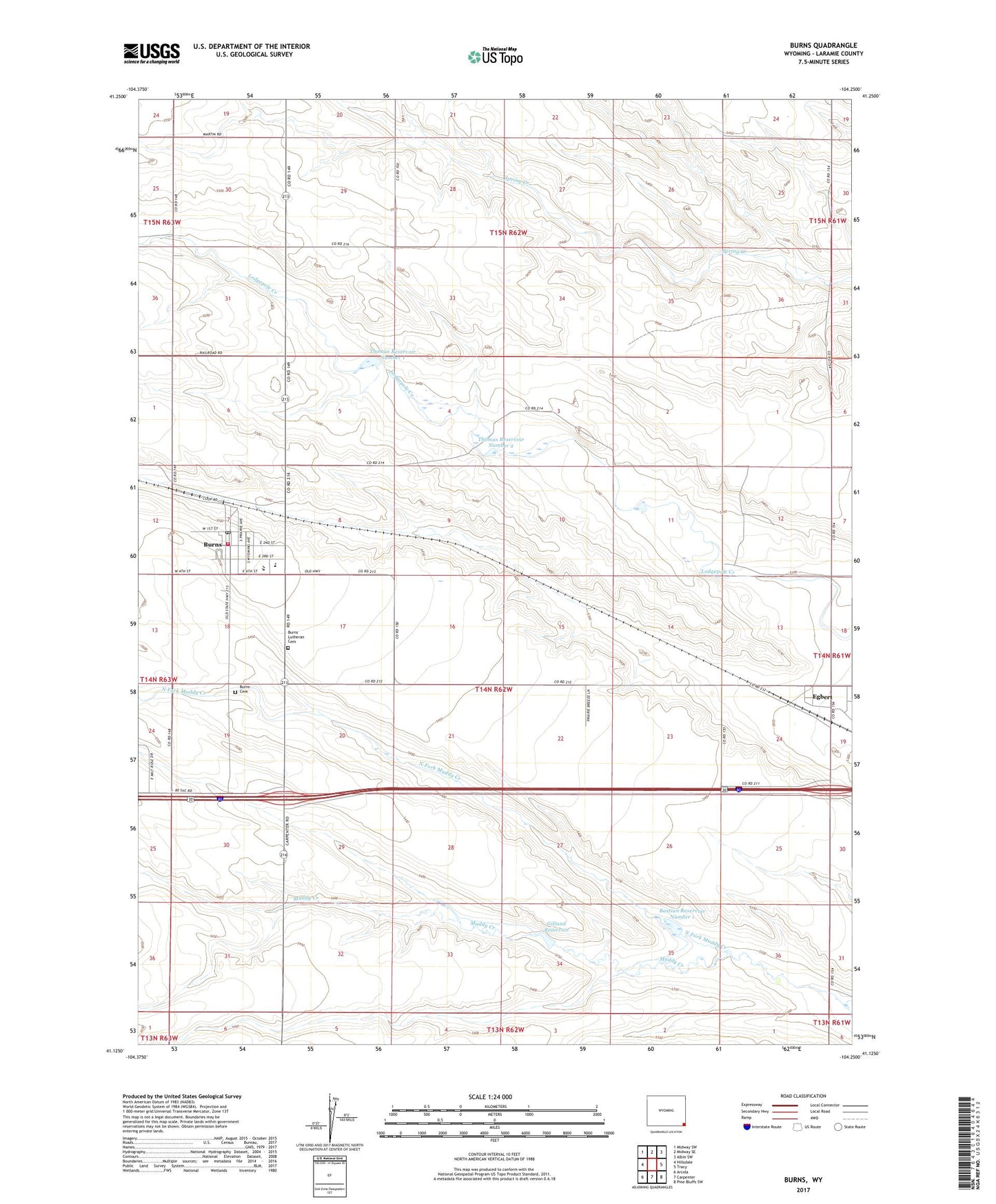 Burns Wyoming US Topo Map Image