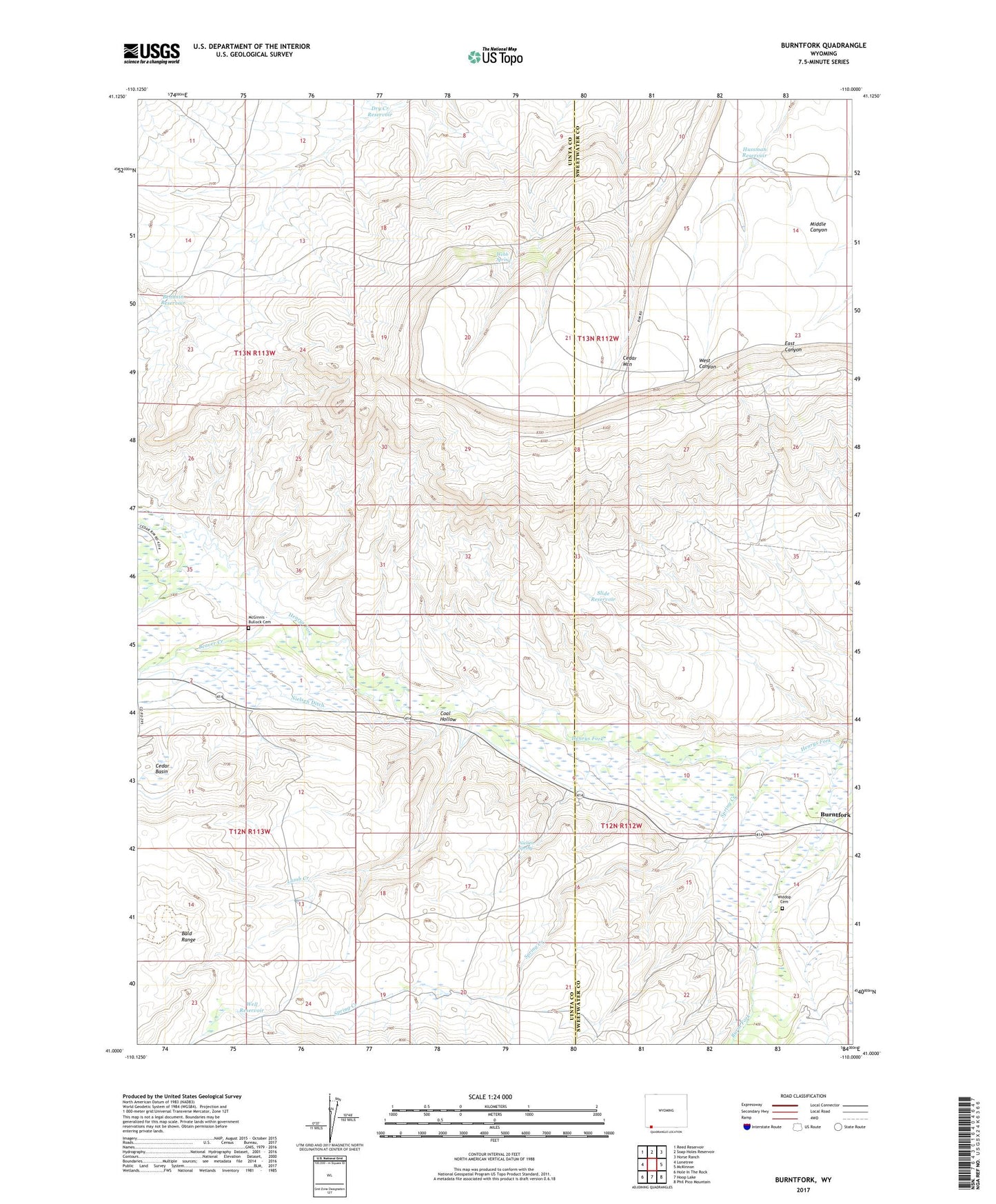 Burntfork Wyoming US Topo Map Image