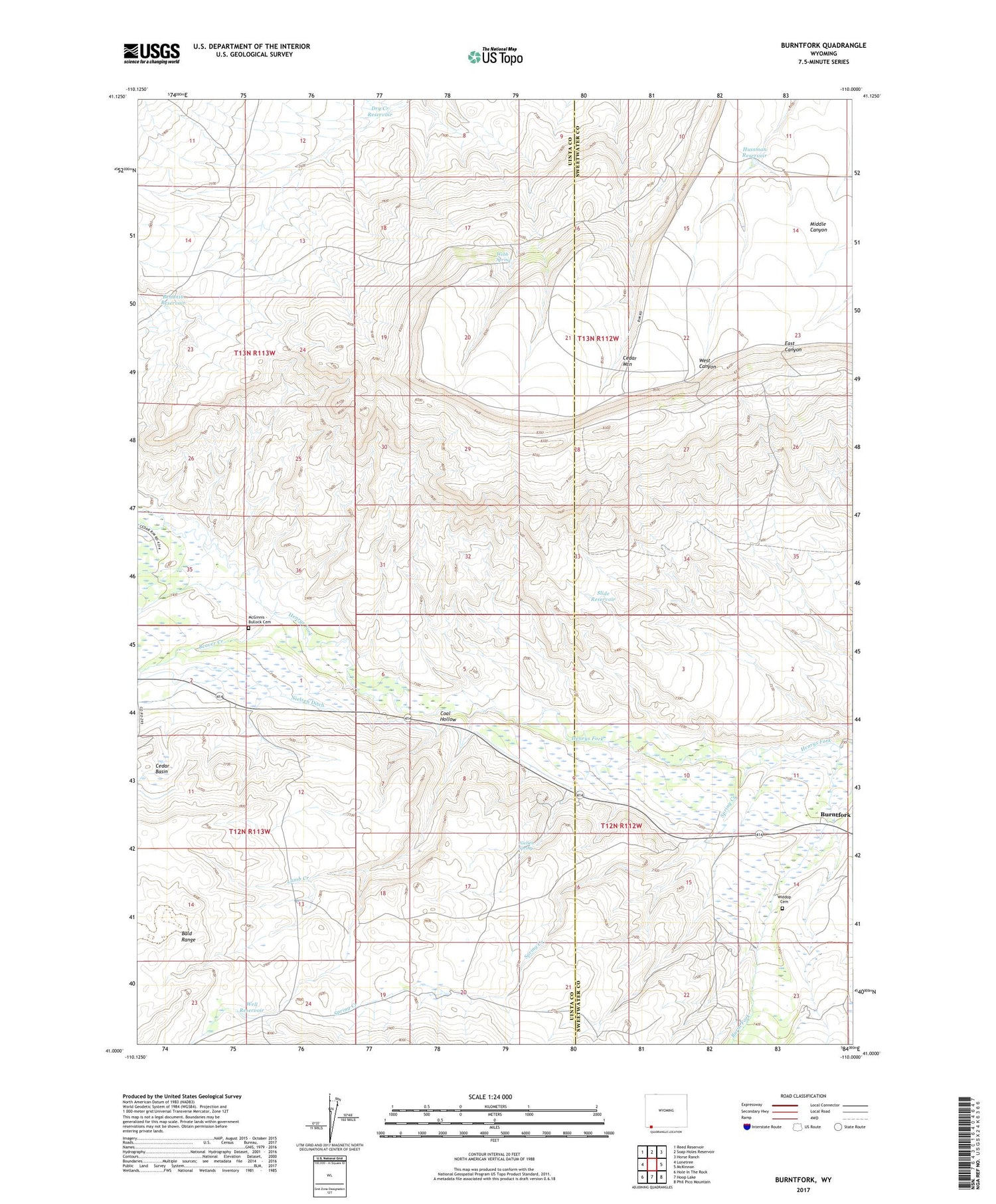 Burntfork Wyoming US Topo Map Image
