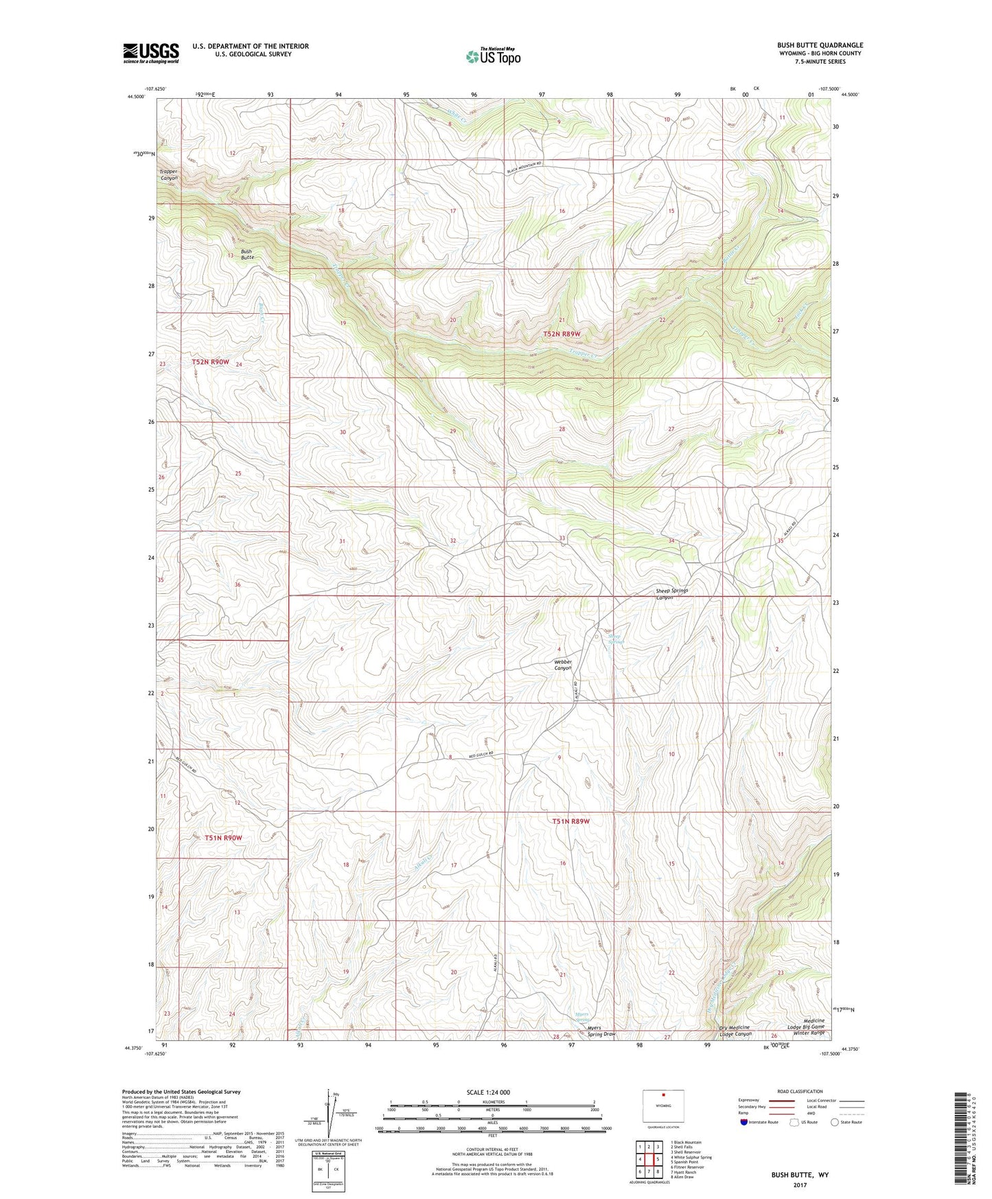 Bush Butte Wyoming US Topo Map Image