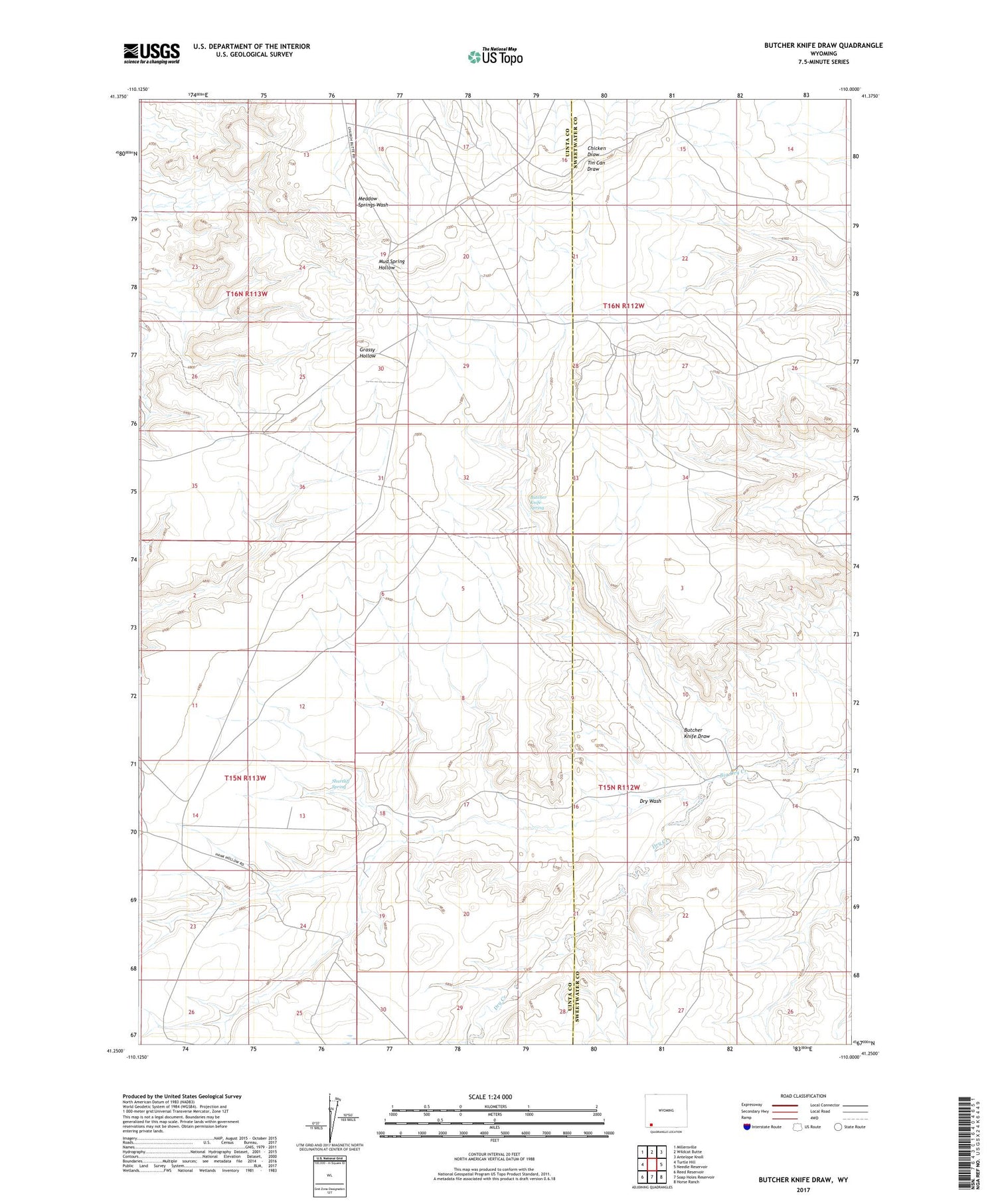 Butcher Knife Draw Wyoming US Topo Map Image