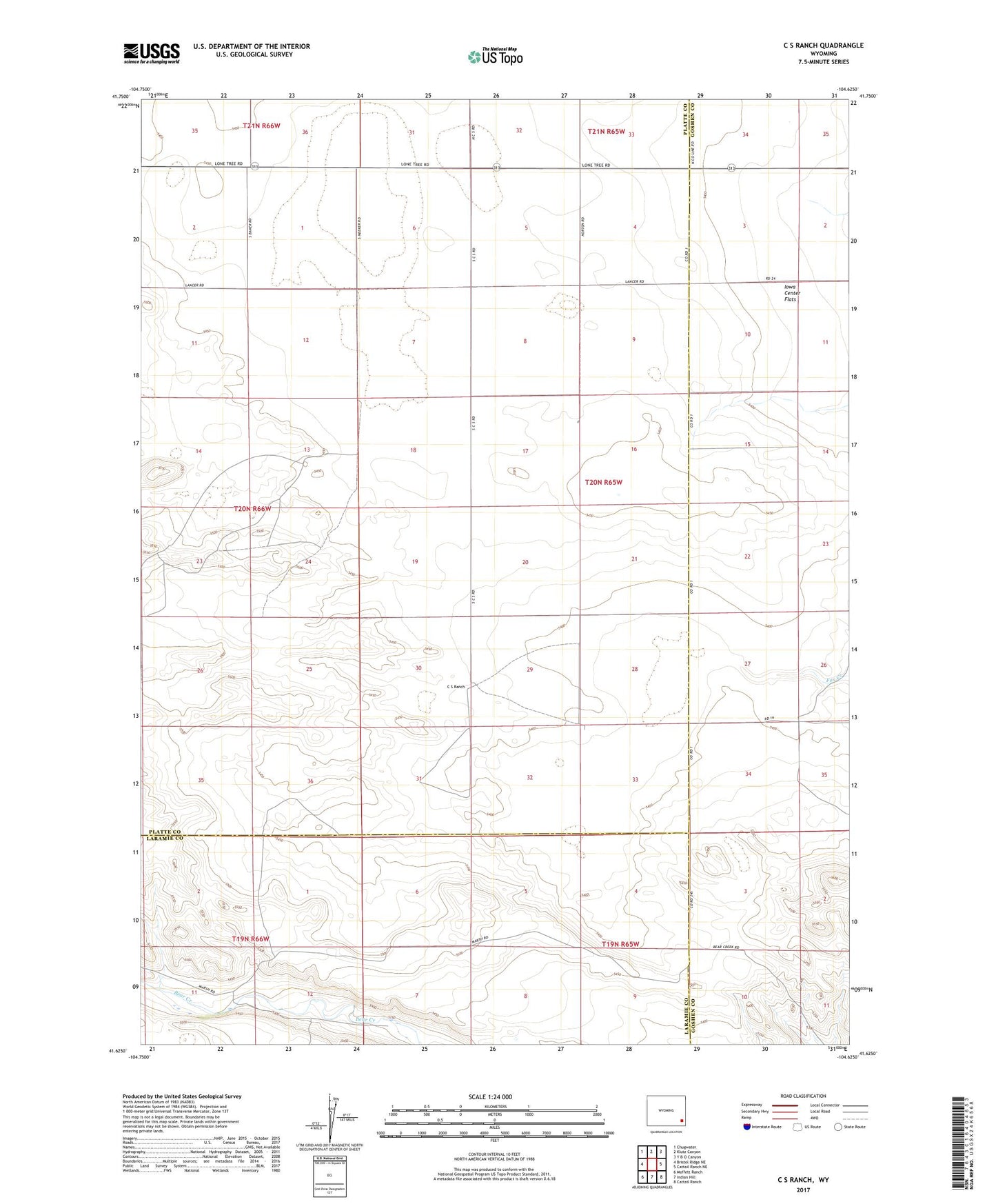 C S Ranch Wyoming US Topo Map Image