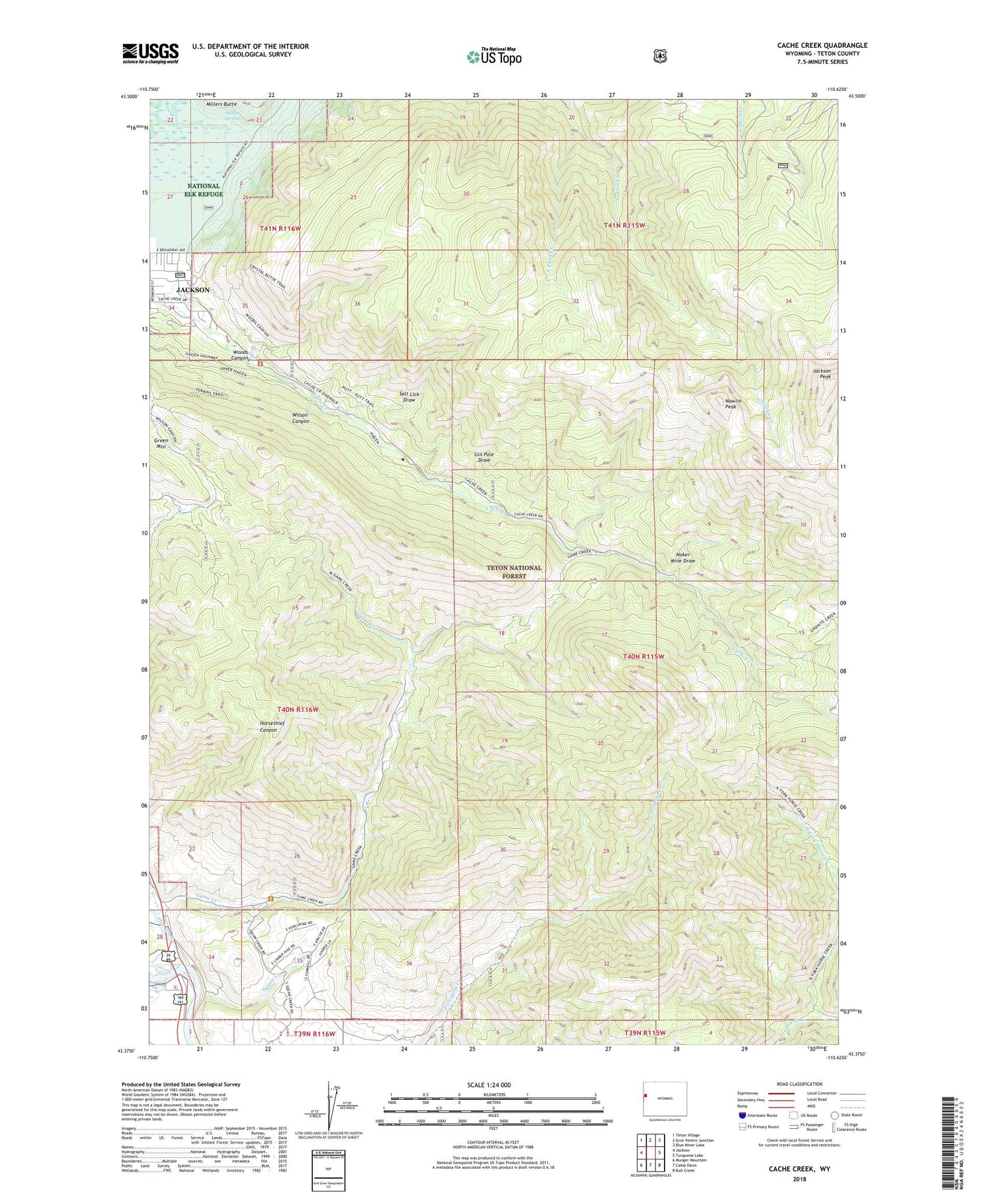 Cache Creek Wyoming US Topo Map Image